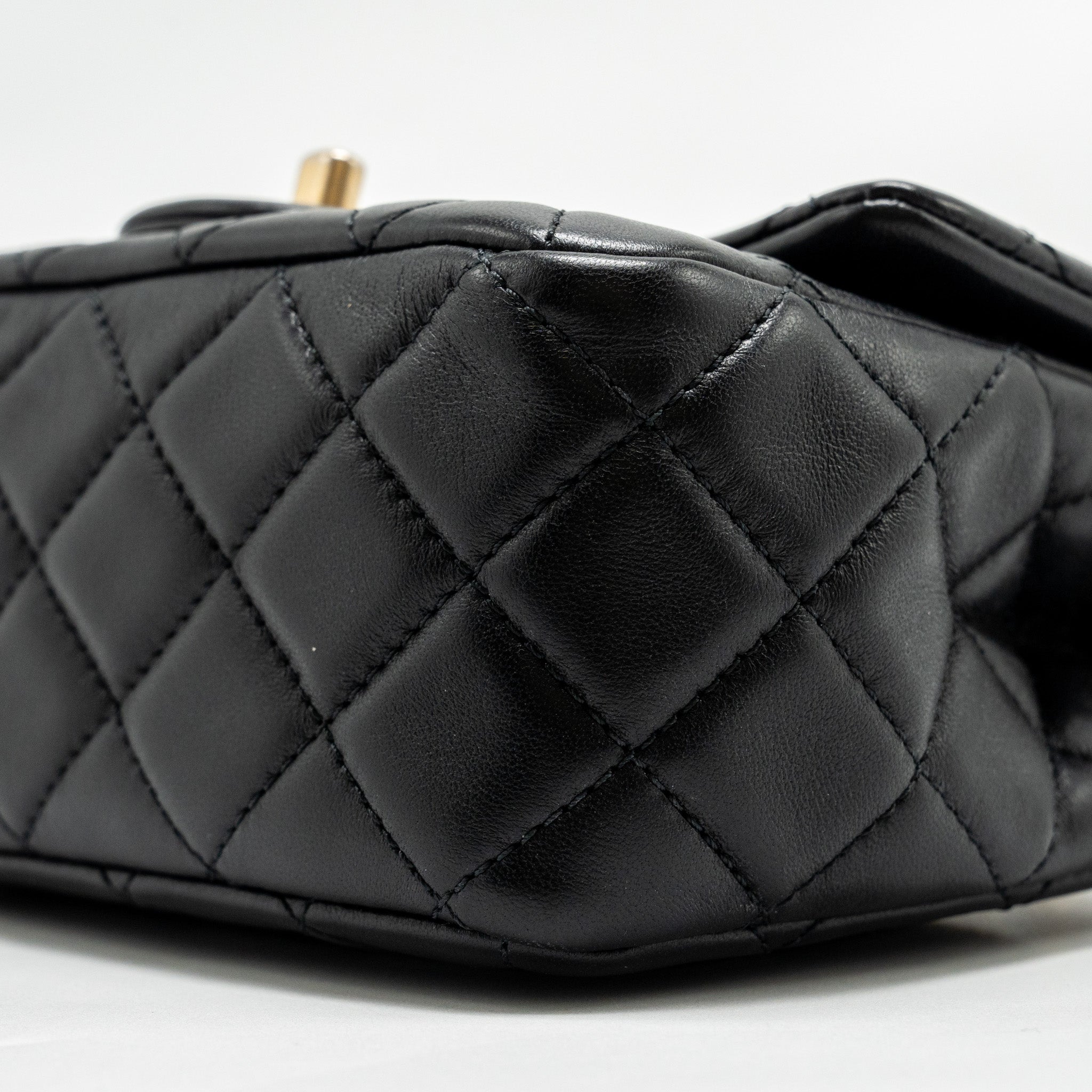 Chanel Pearl Crush Mini Square Flap Bag Lambskin Black