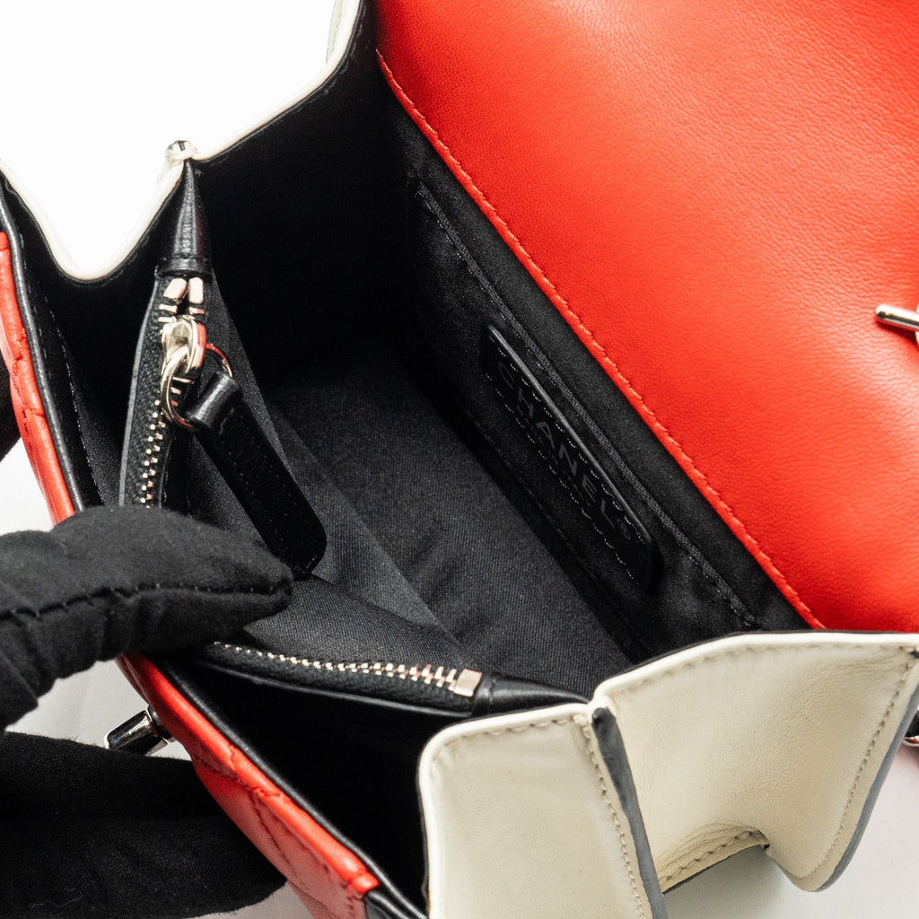 Chanel Tricolor Mini Graphic Flap Bag Lambskin Red/Black/White