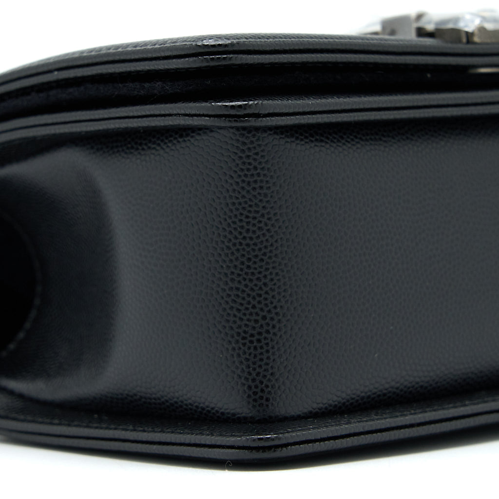 Chanel Small Boy Bag Caviar Black Ruthenium  (Microchip)