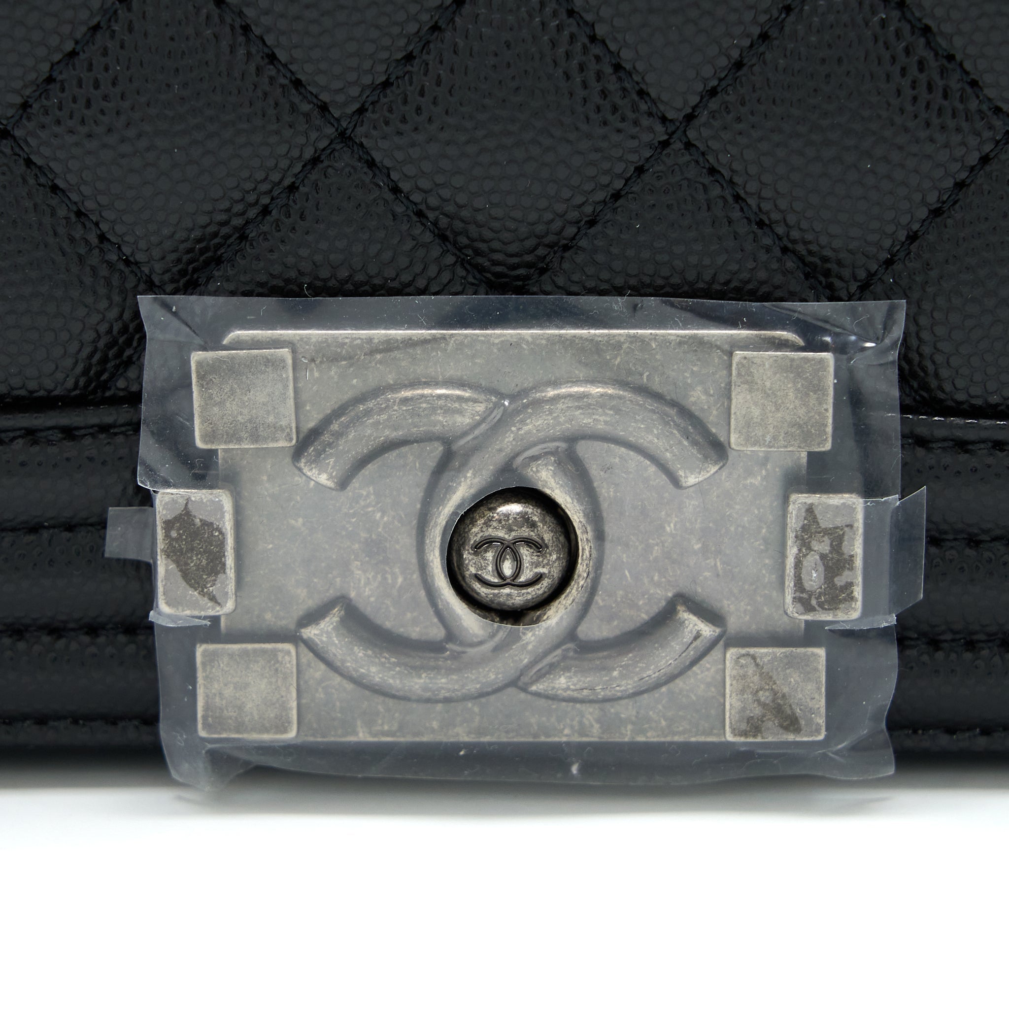 Chanel Small Boy Bag Caviar Black Ruthenium  (Microchip)
