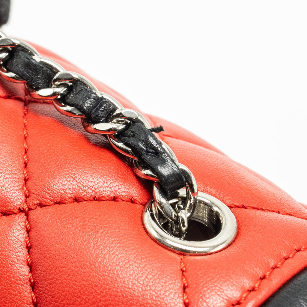 Chanel Tricolor Mini Graphic Flap Bag Lambskin Red/Black/White