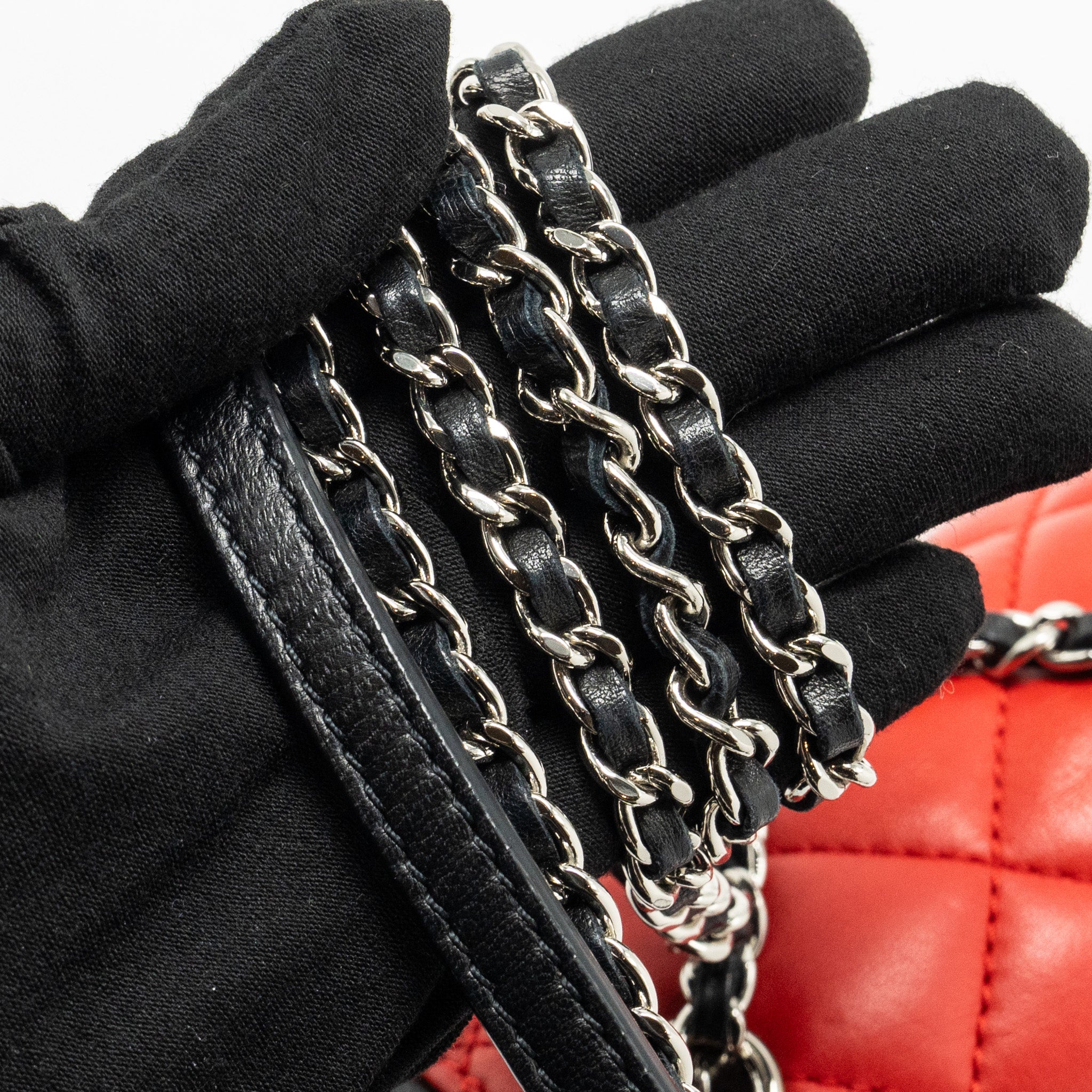Chanel Tricolor Mini Graphic Flap Bag Lambskin Red/Black/White