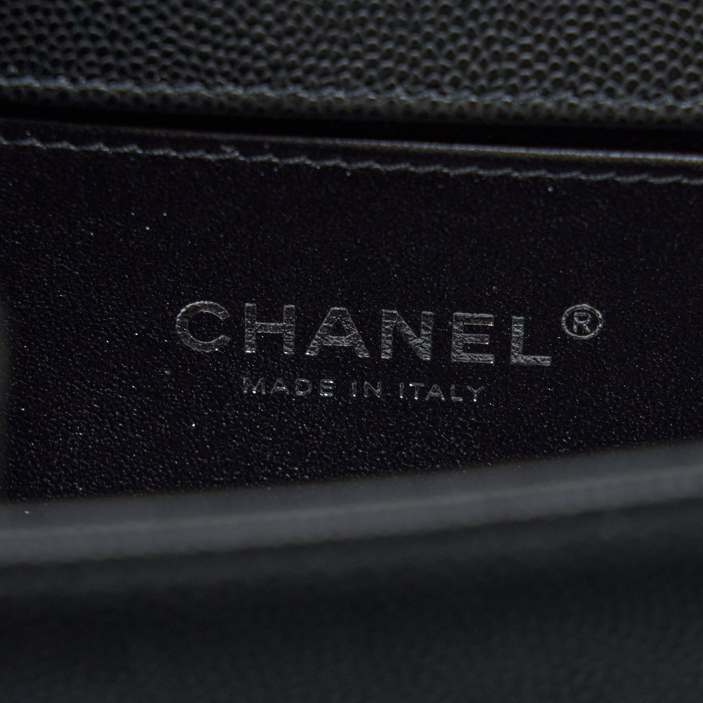 Chanel Small Boy Bag Caviar Black Ruthenium  (Microchip)