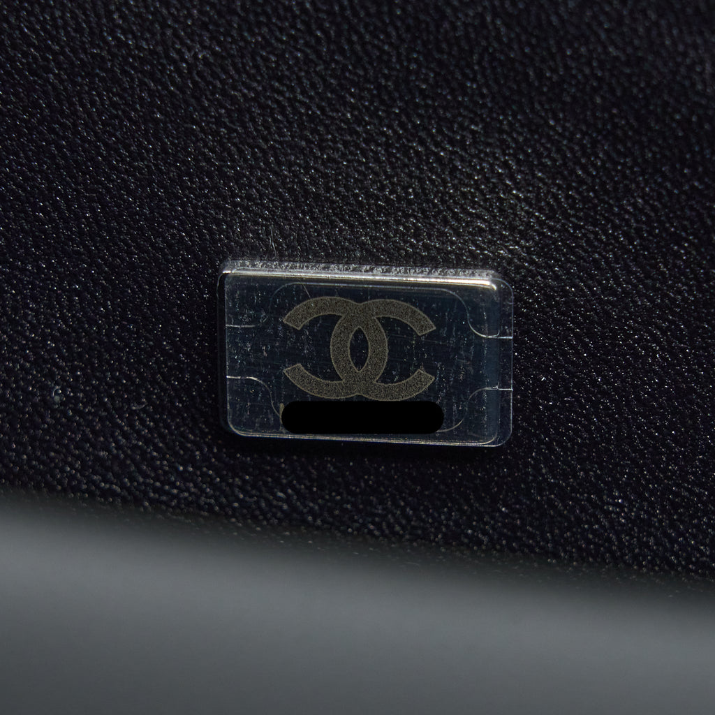 Chanel Small Boy Bag Caviar Black Ruthenium  (Microchip)