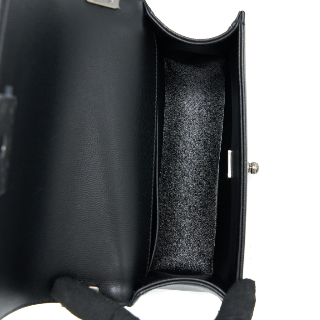 Chanel Small Boy Bag Caviar Black Ruthenium  (Microchip)