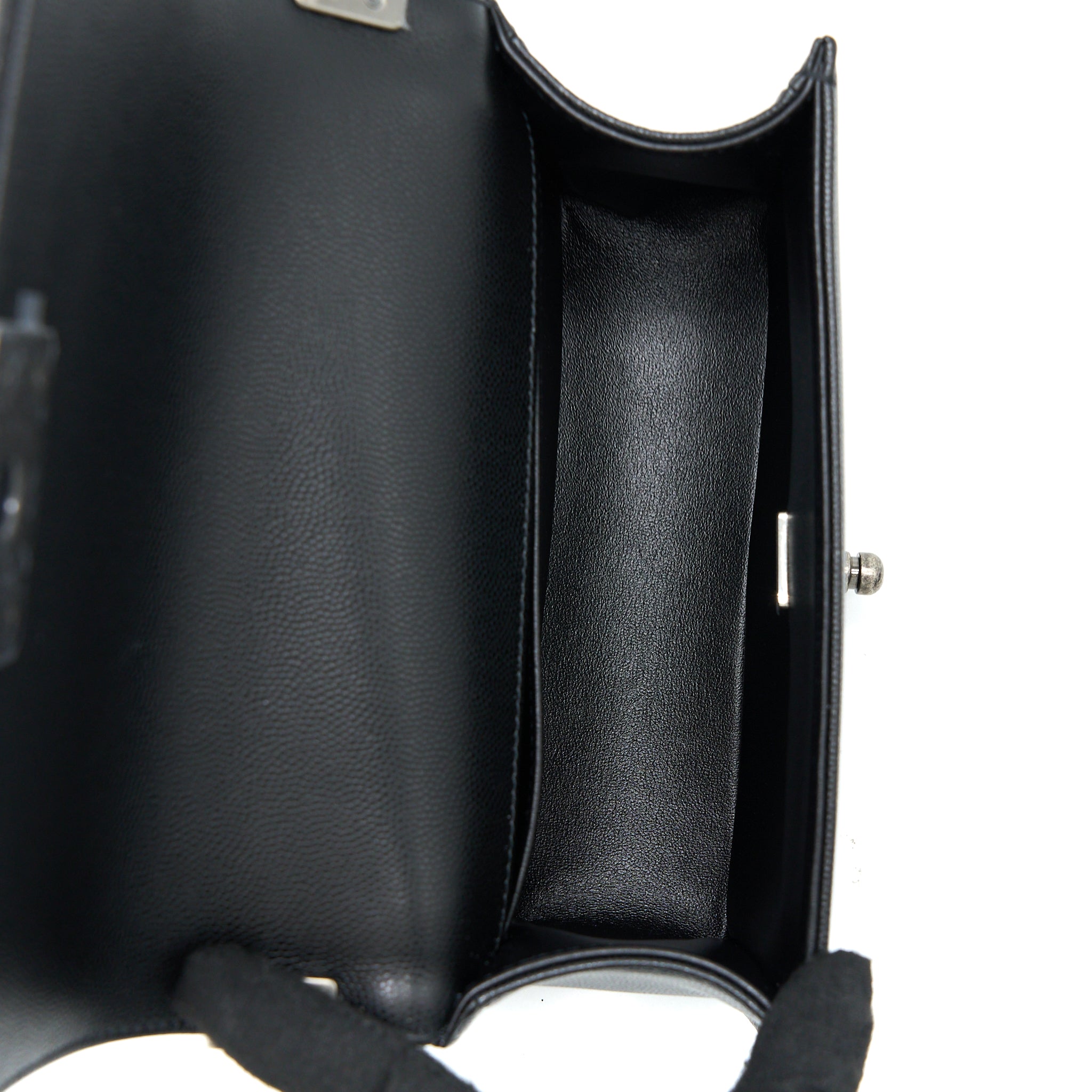 Chanel Small Boy Bag Caviar Black Ruthenium  (Microchip)
