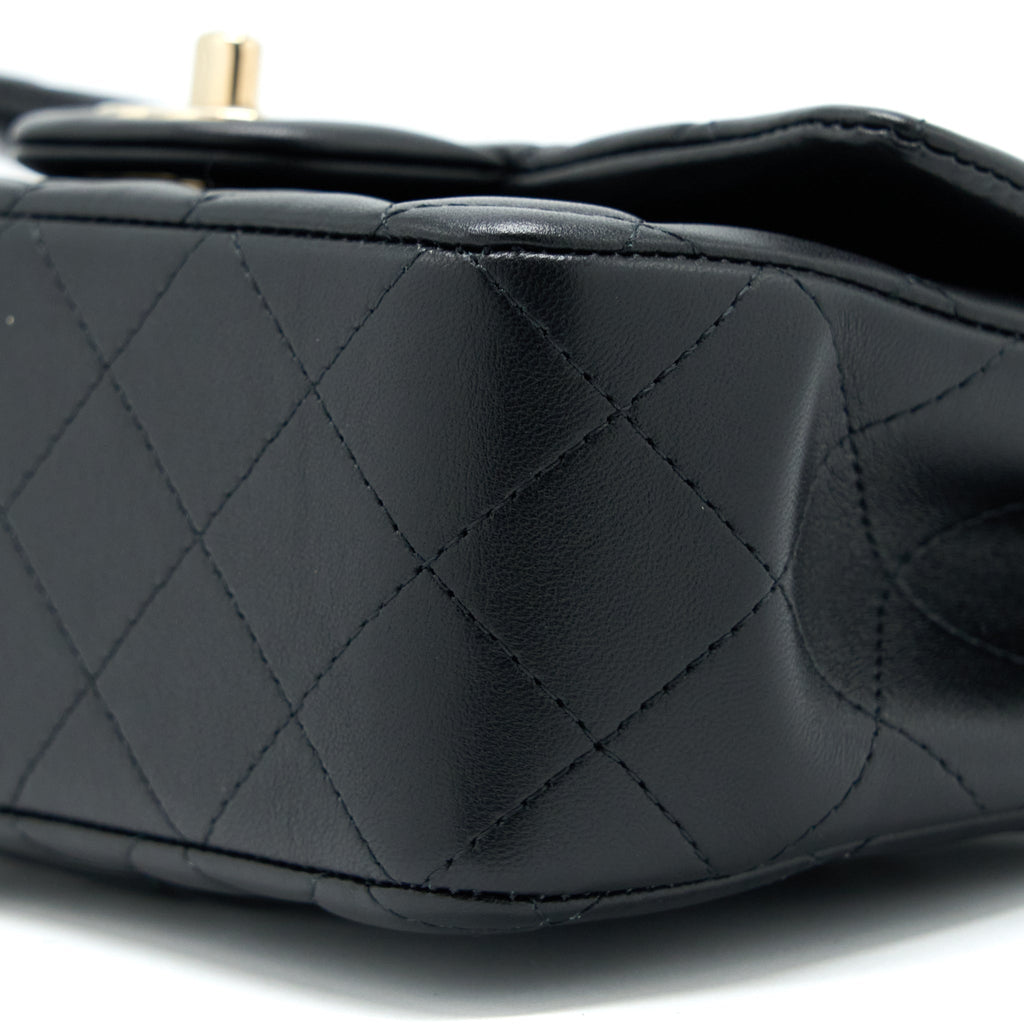 Chanel Top Handle Mini Rectangular Flap Bag Lambskin Black L (Microchip)