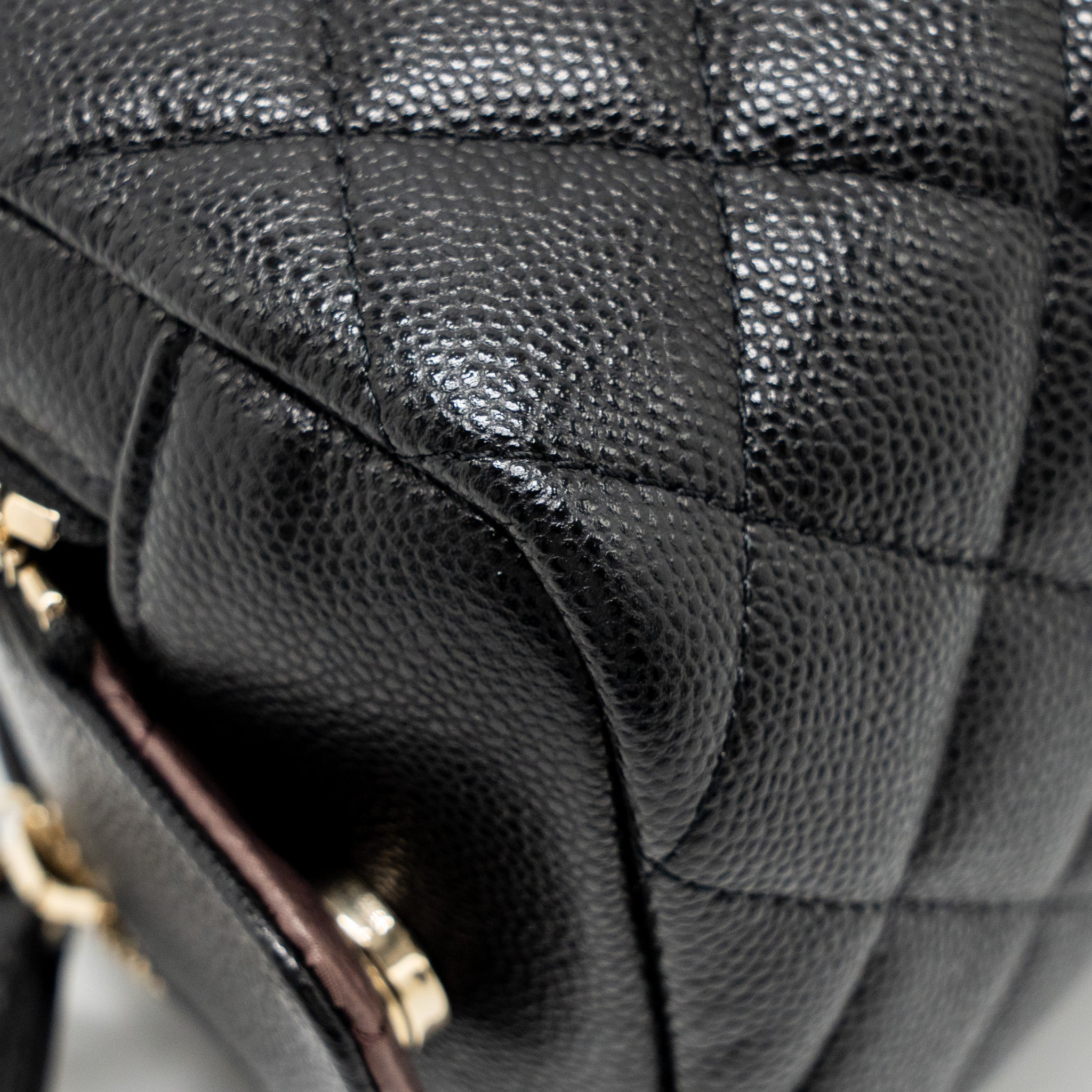 Chanel Double Zip Pouch Cosmetic Case Caviar Black  (Microchip)