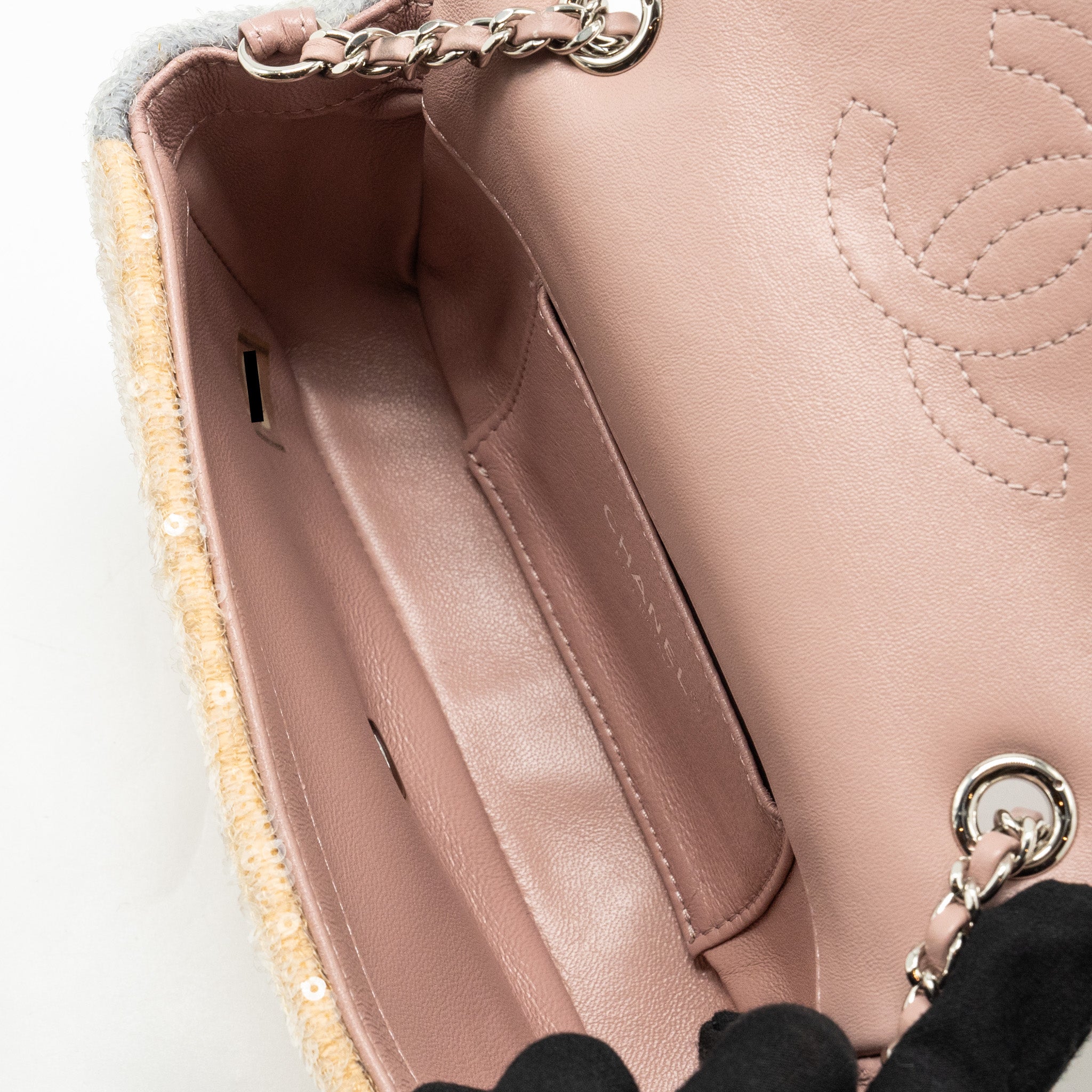 Chanel 18S Mini Waterfall Flap Bag Sequin Pink/Blue/Yellow