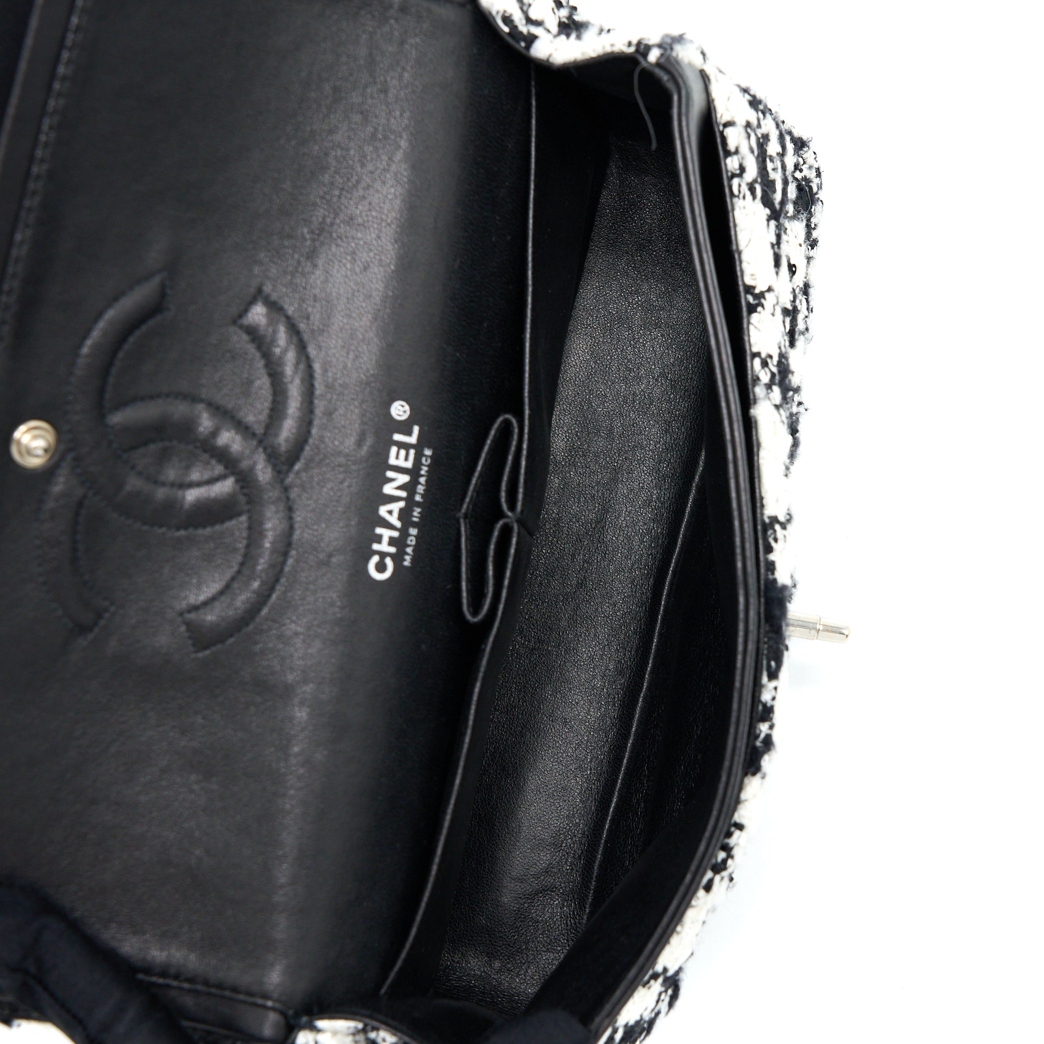 Chanel Classic Double Flap Bag Tweed Black/White