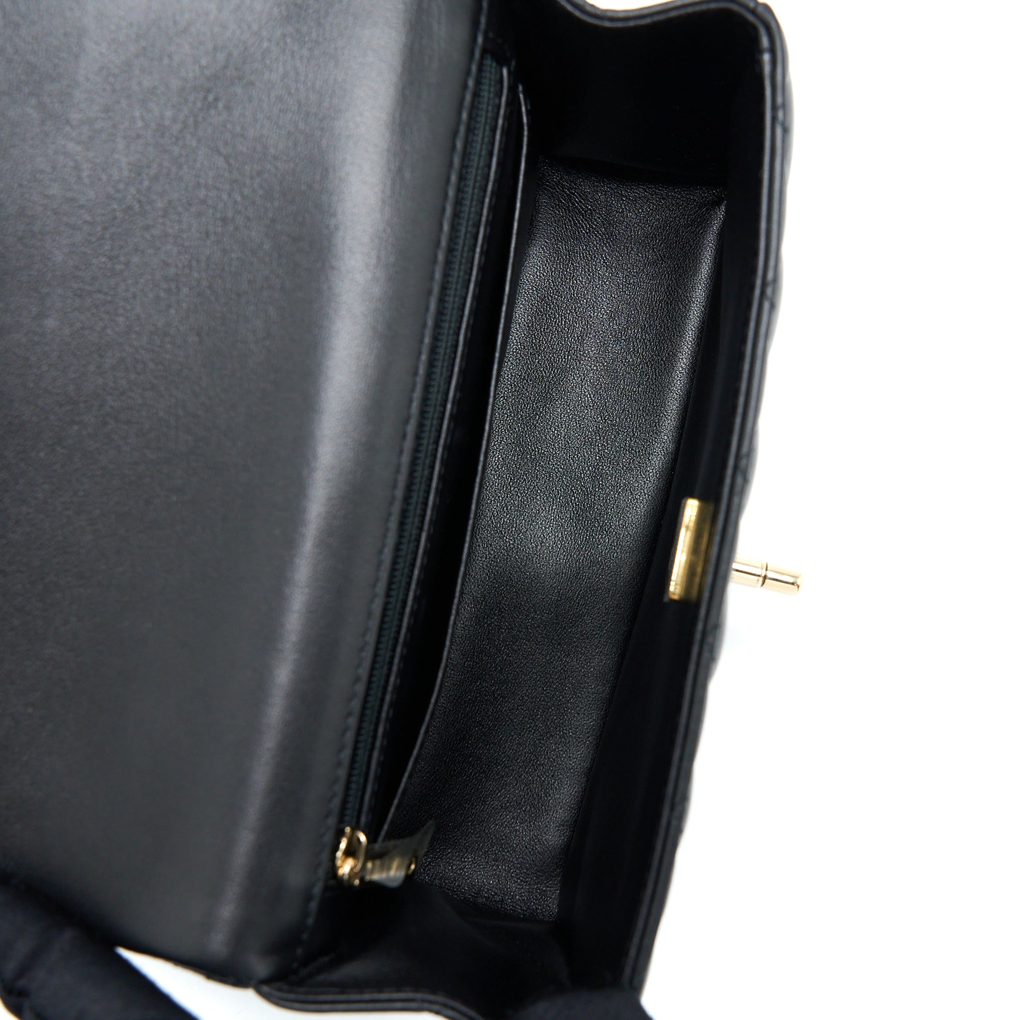 Chanel Top Handle Mini Rectangular Flap Bag Lambskin Black L (Microchip)