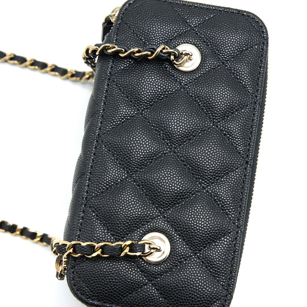 Chanel 23C Long Vanity With Chain Caviar Black L