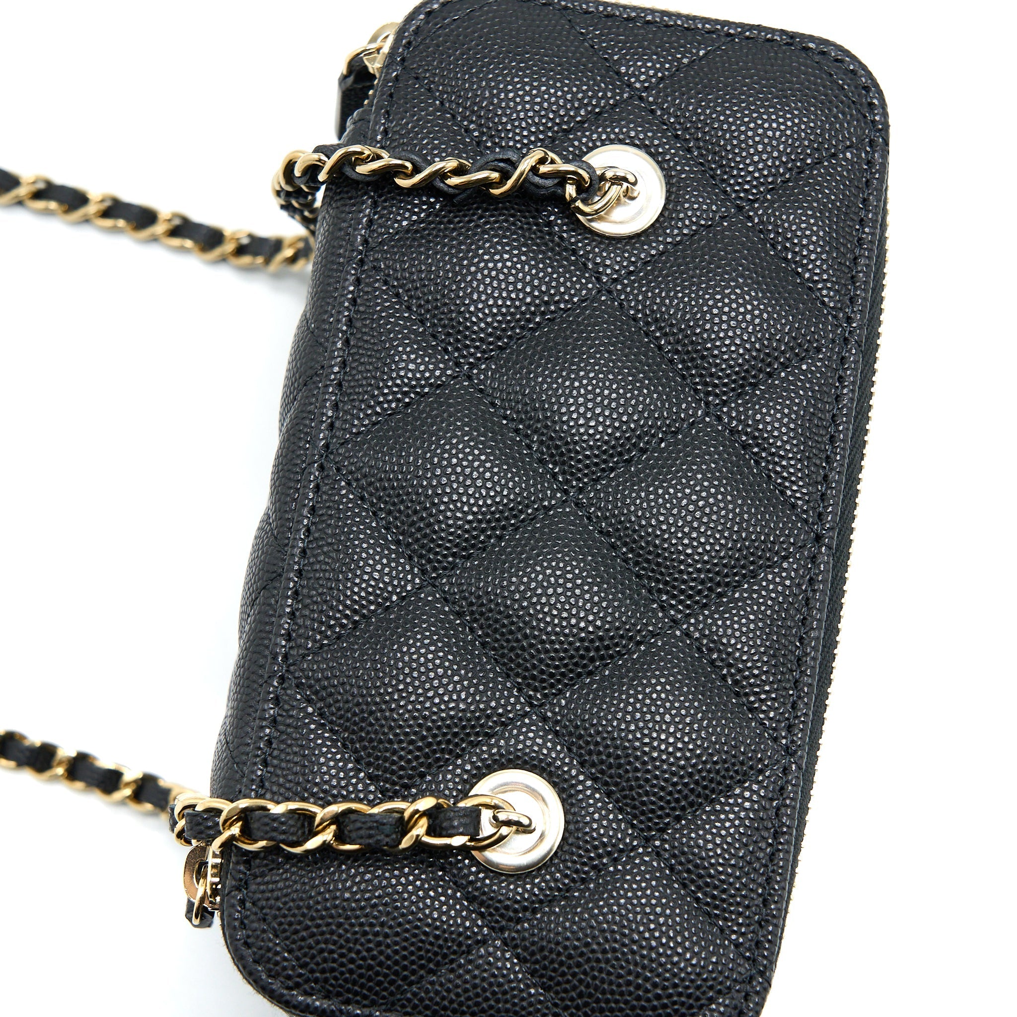 Chanel 23C Long Vanity With Chain Caviar Black L