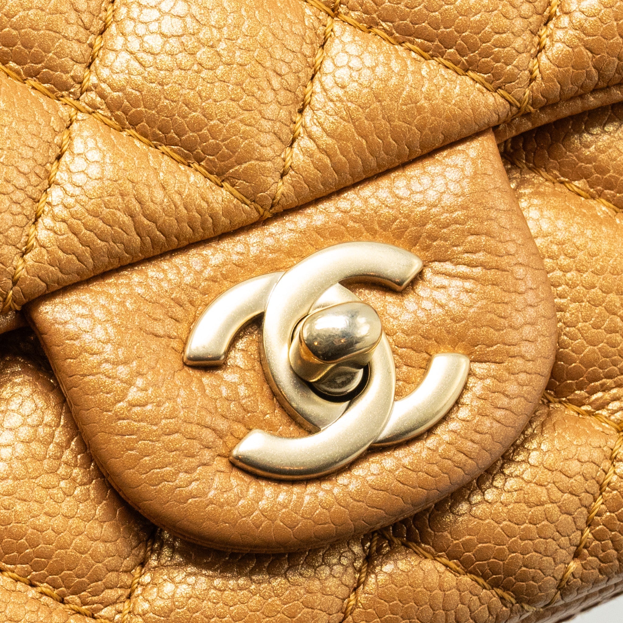 Chanel Mini Rectangular Flap Bag Calfskin Iridescent Dark Gold