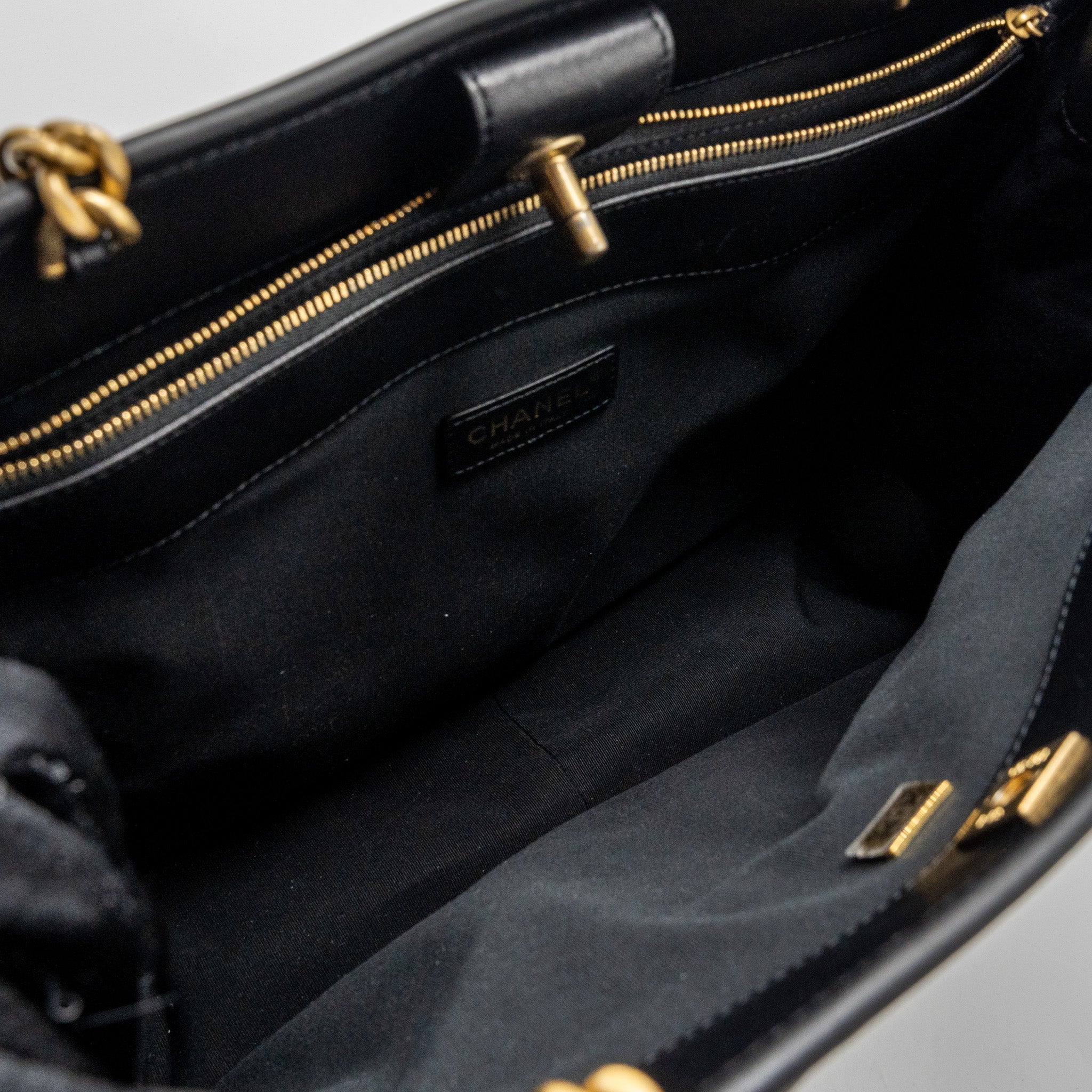 Chanel large tote bag Lambskin black brushed