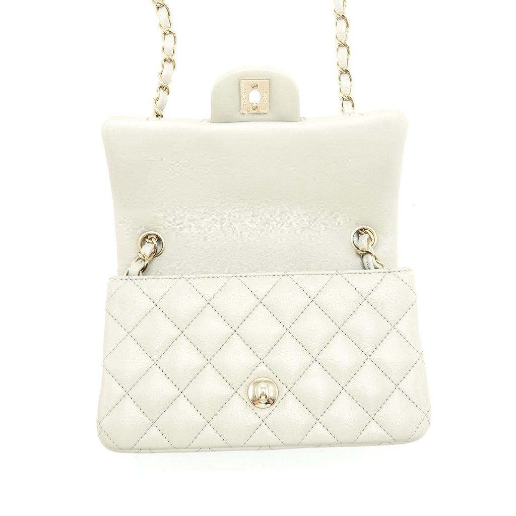 Chanel mini rectangular flap Bag Lambskin Light Grey L