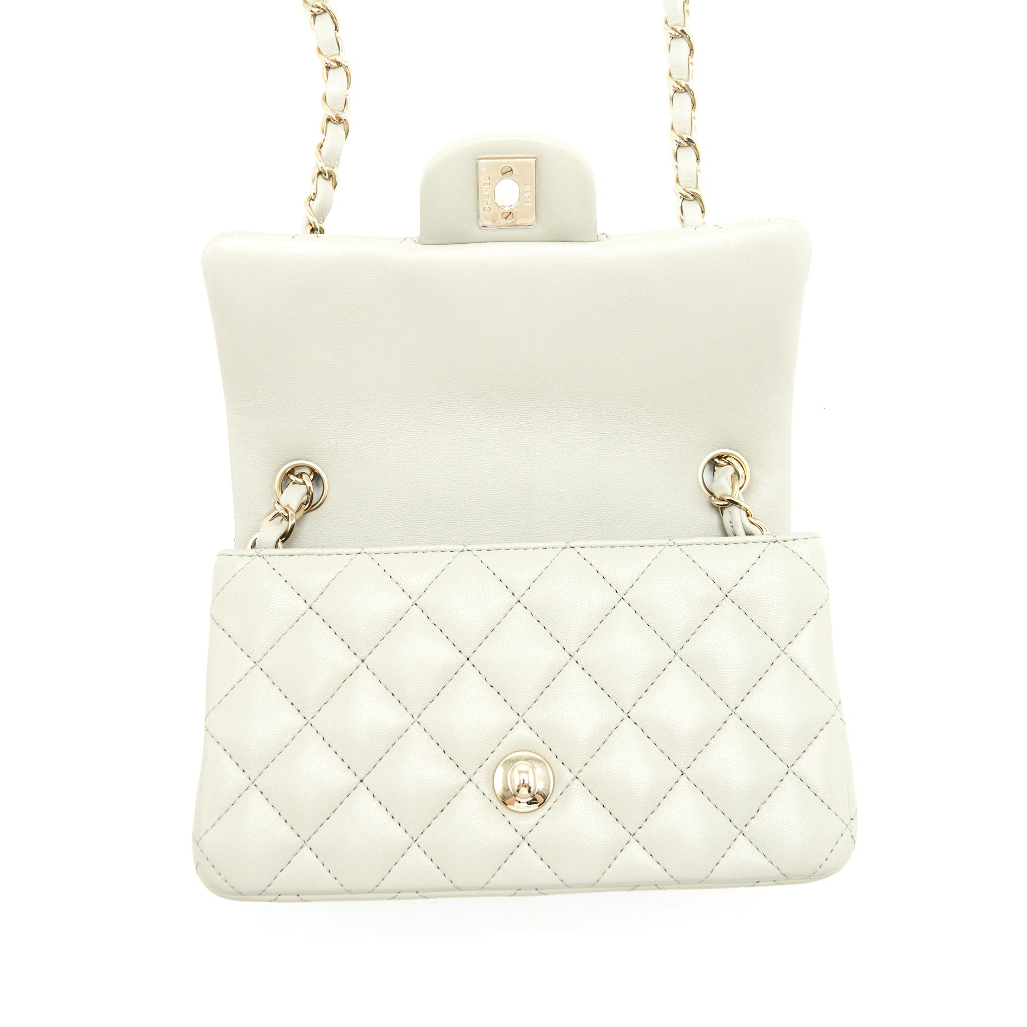 Chanel mini rectangular flap Bag Lambskin Light Grey L