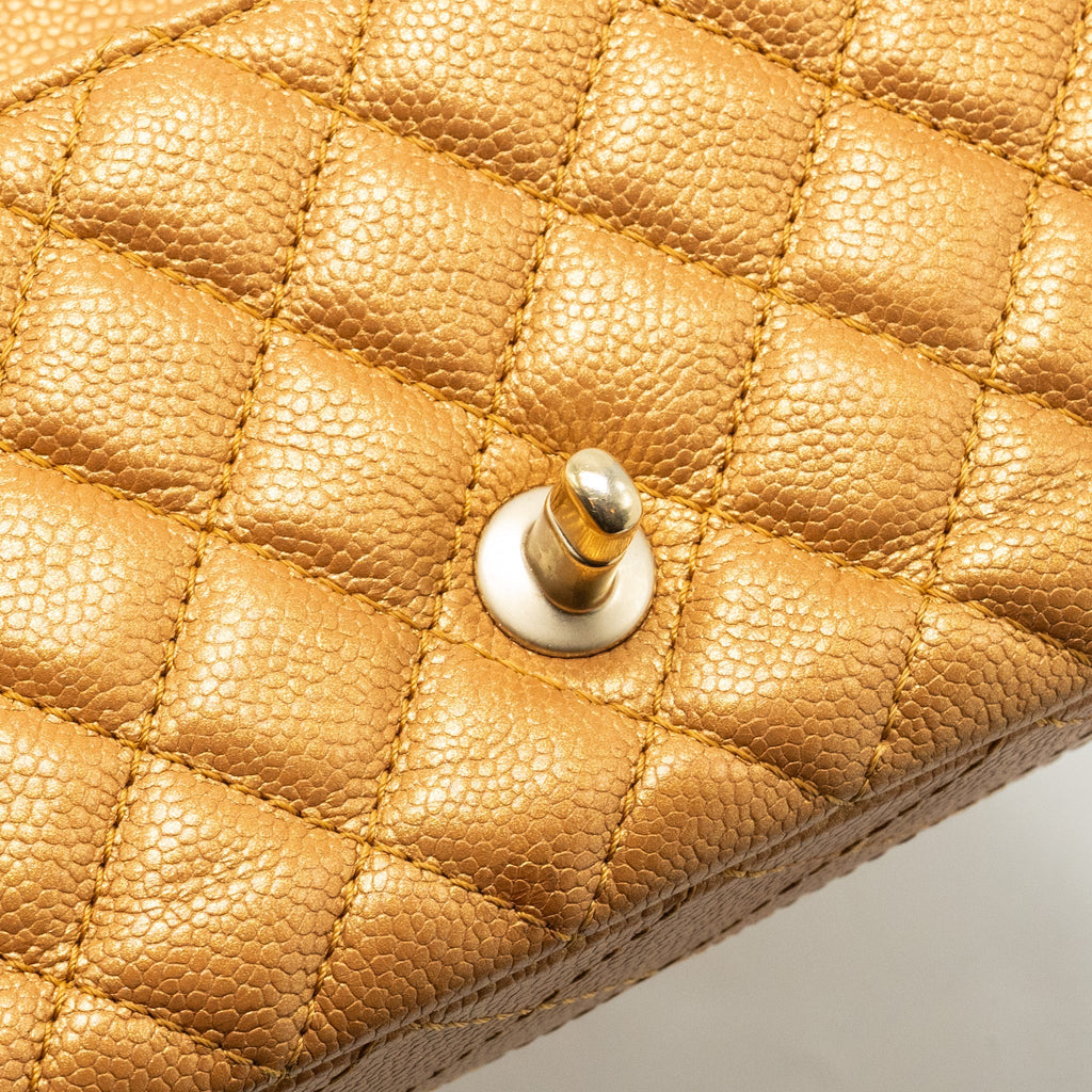 Chanel Mini Rectangular Flap Bag Calfskin Iridescent Dark Gold