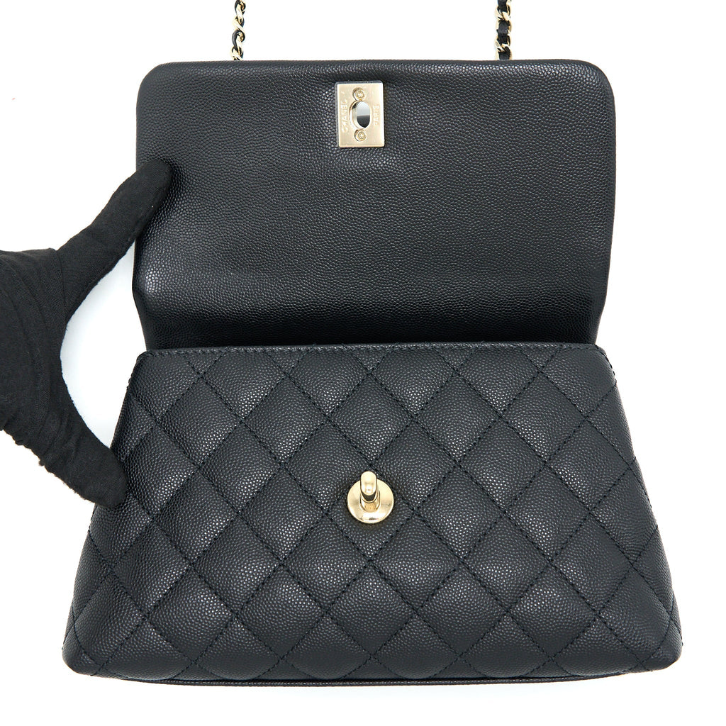 Chanel Small Coco Handle Caviar Black L