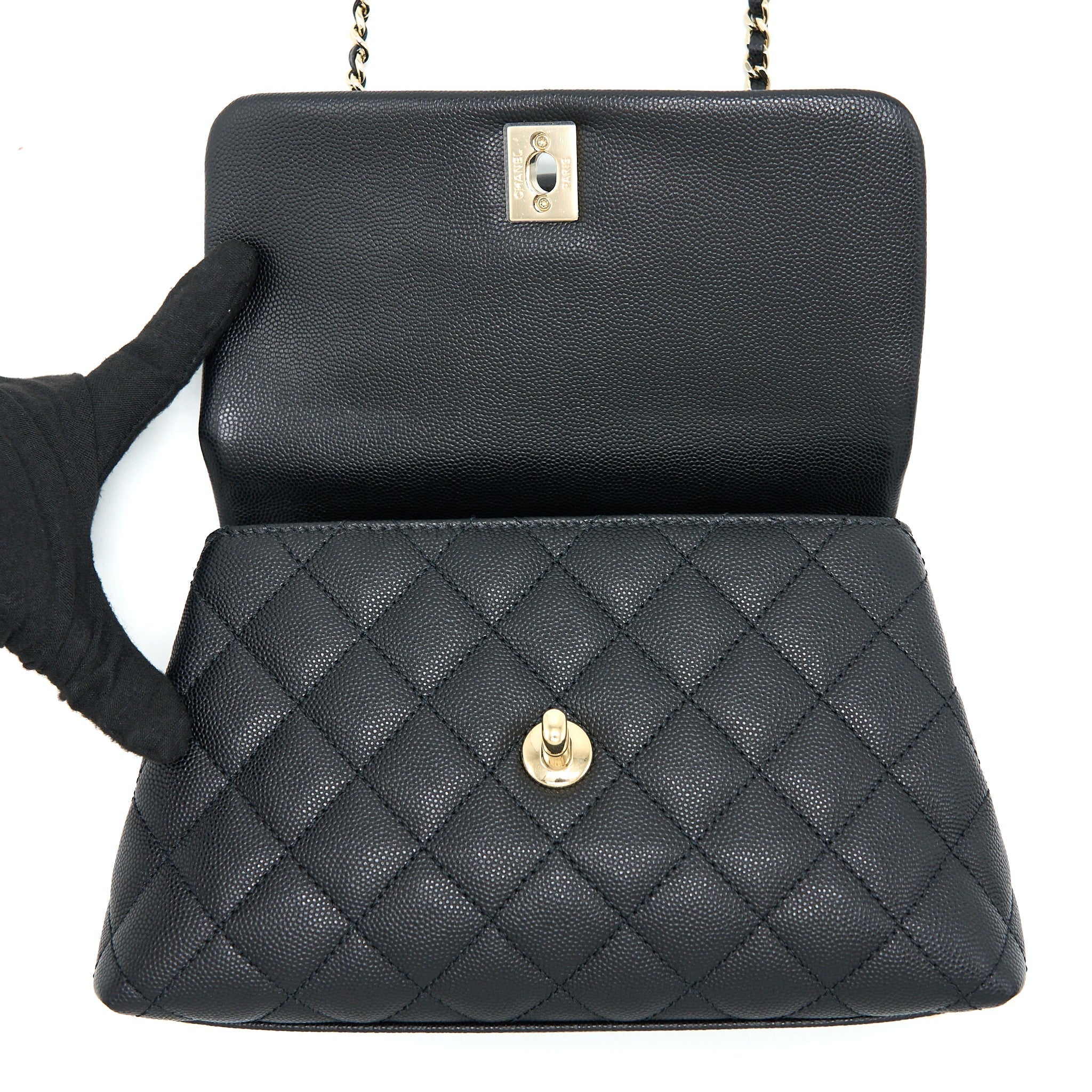 Chanel Small Coco Handle Caviar Black L