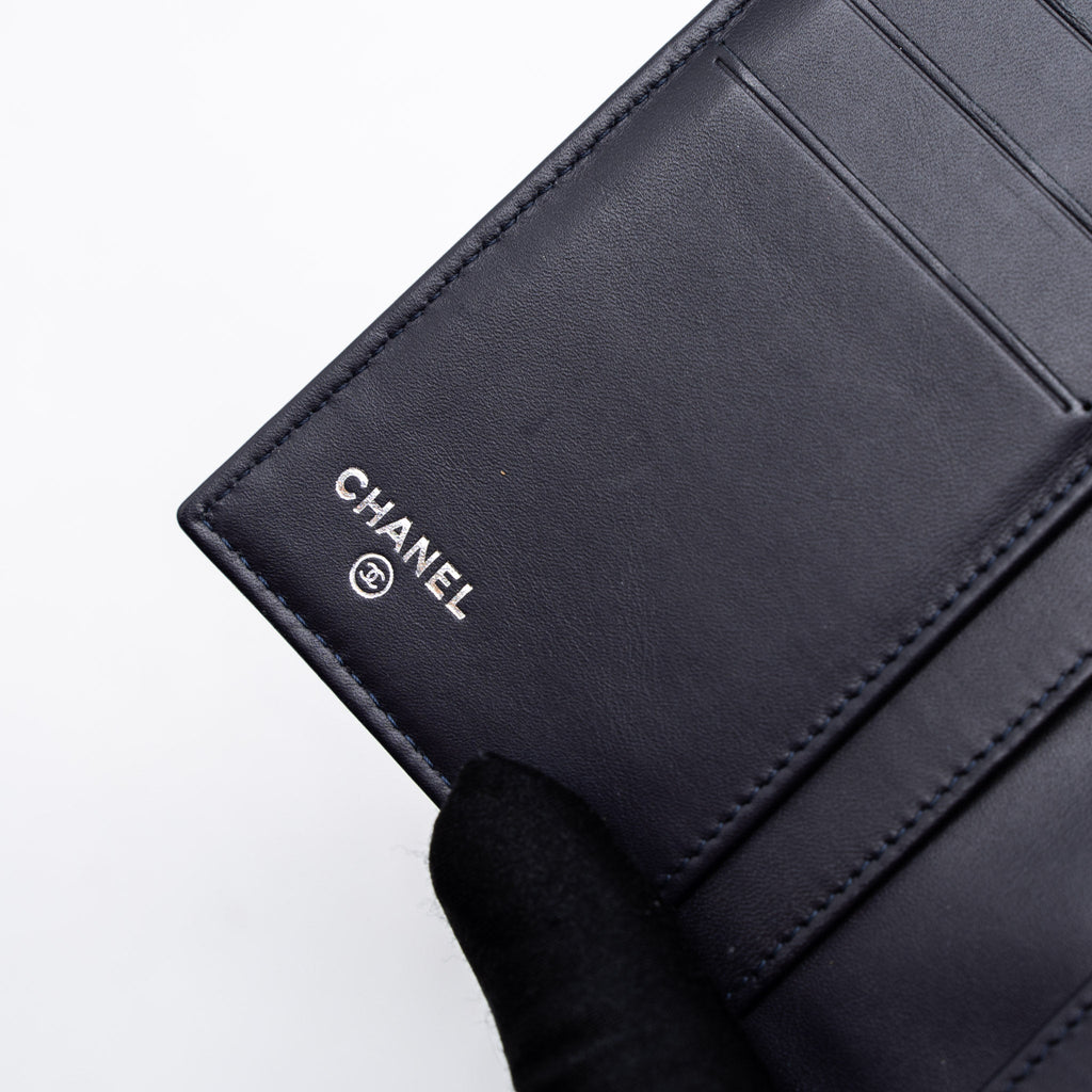 Chanel Classic Quilted Flap Long Wallet Caviar Dark Blue