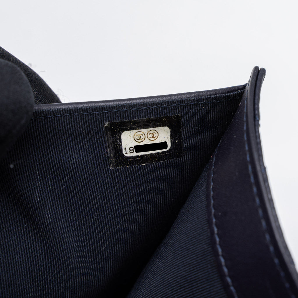 Chanel Classic Quilted Flap Long Wallet Caviar Dark Blue