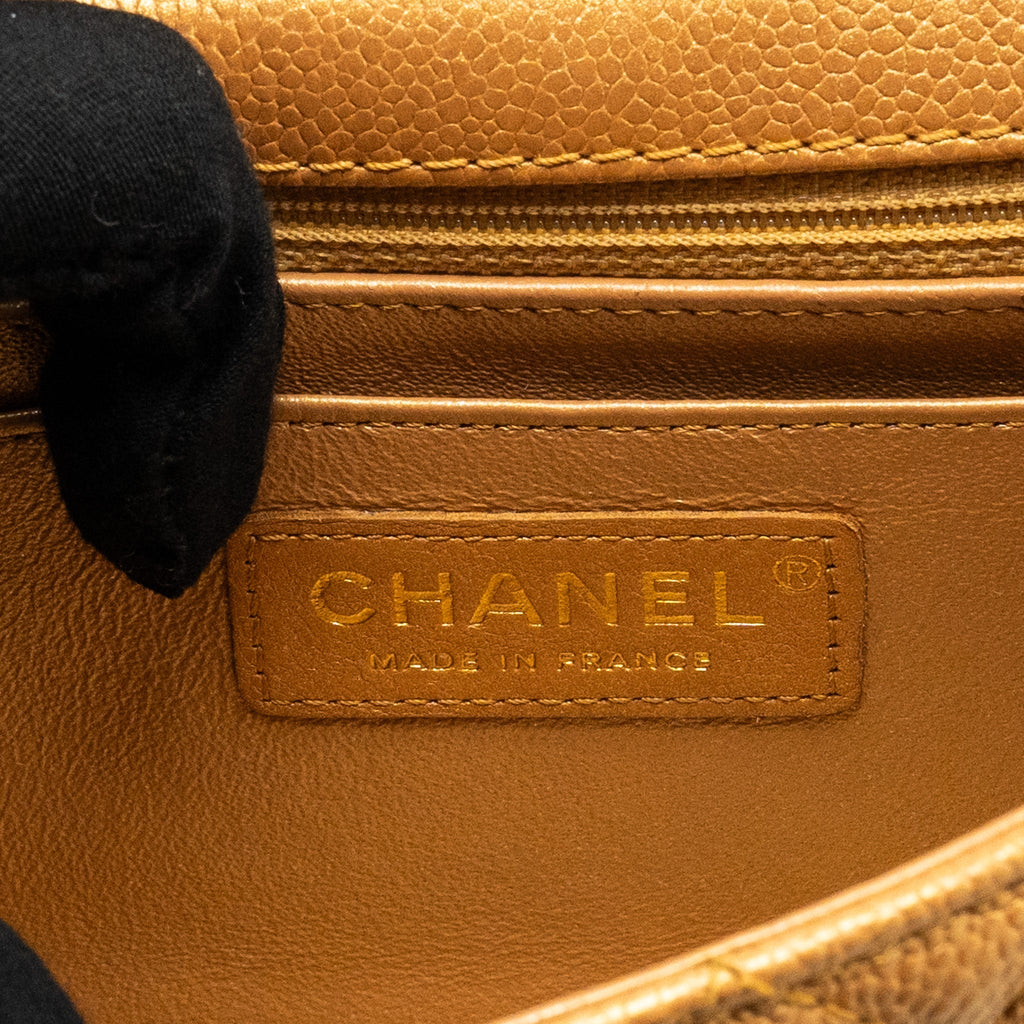 Chanel Mini Rectangular Flap Bag Calfskin Iridescent Dark Gold