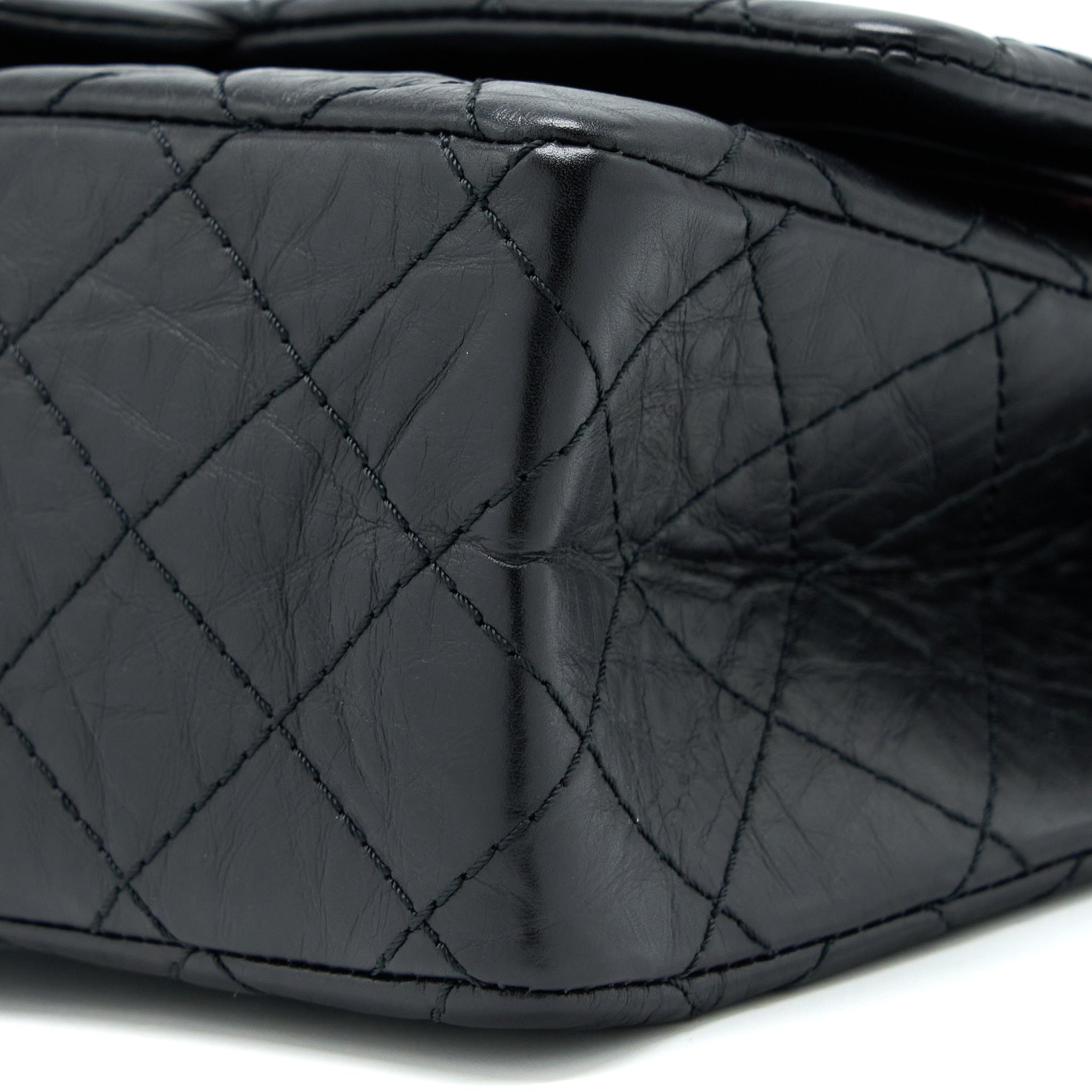 Chanel Small 2.55 255 Double Flap Bag Calfskin Black Ruthenium
