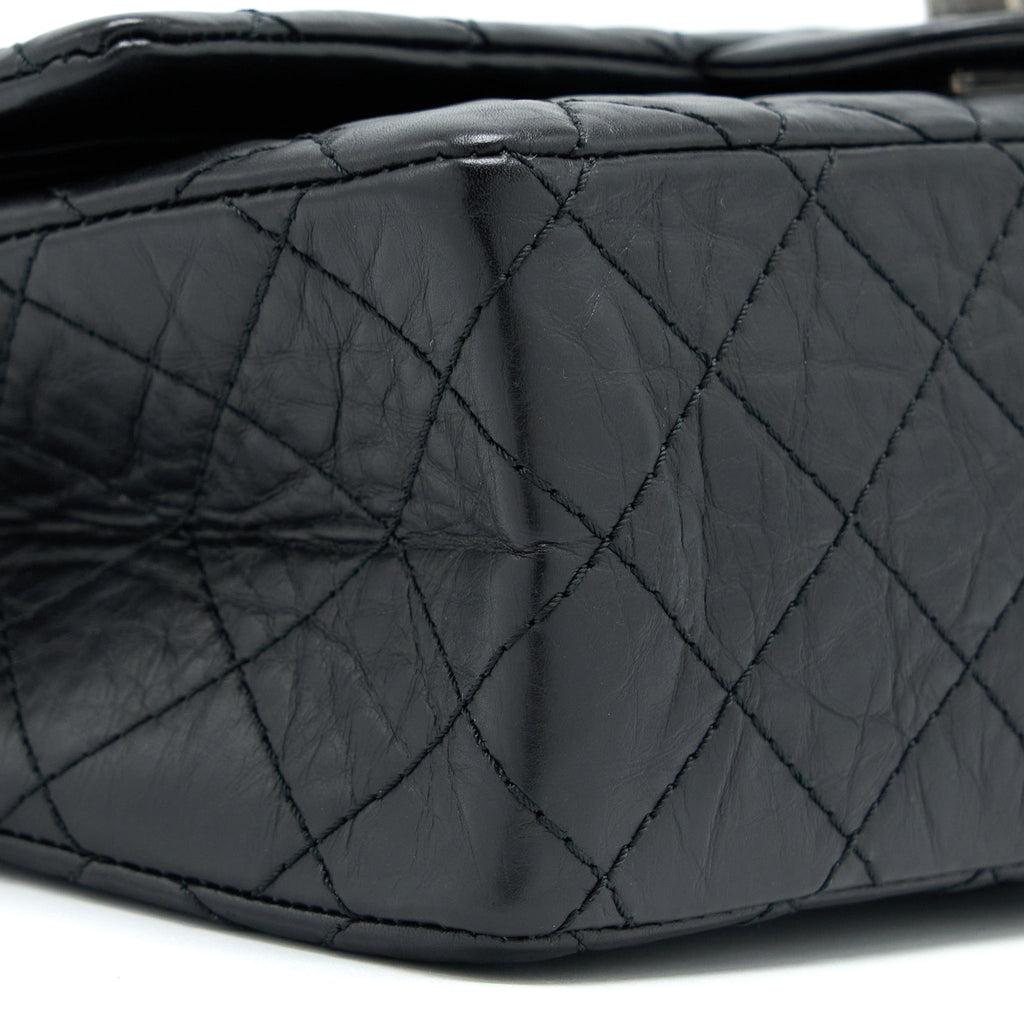 Chanel Small 2.55 255 Double Flap Bag Calfskin Black Ruthenium