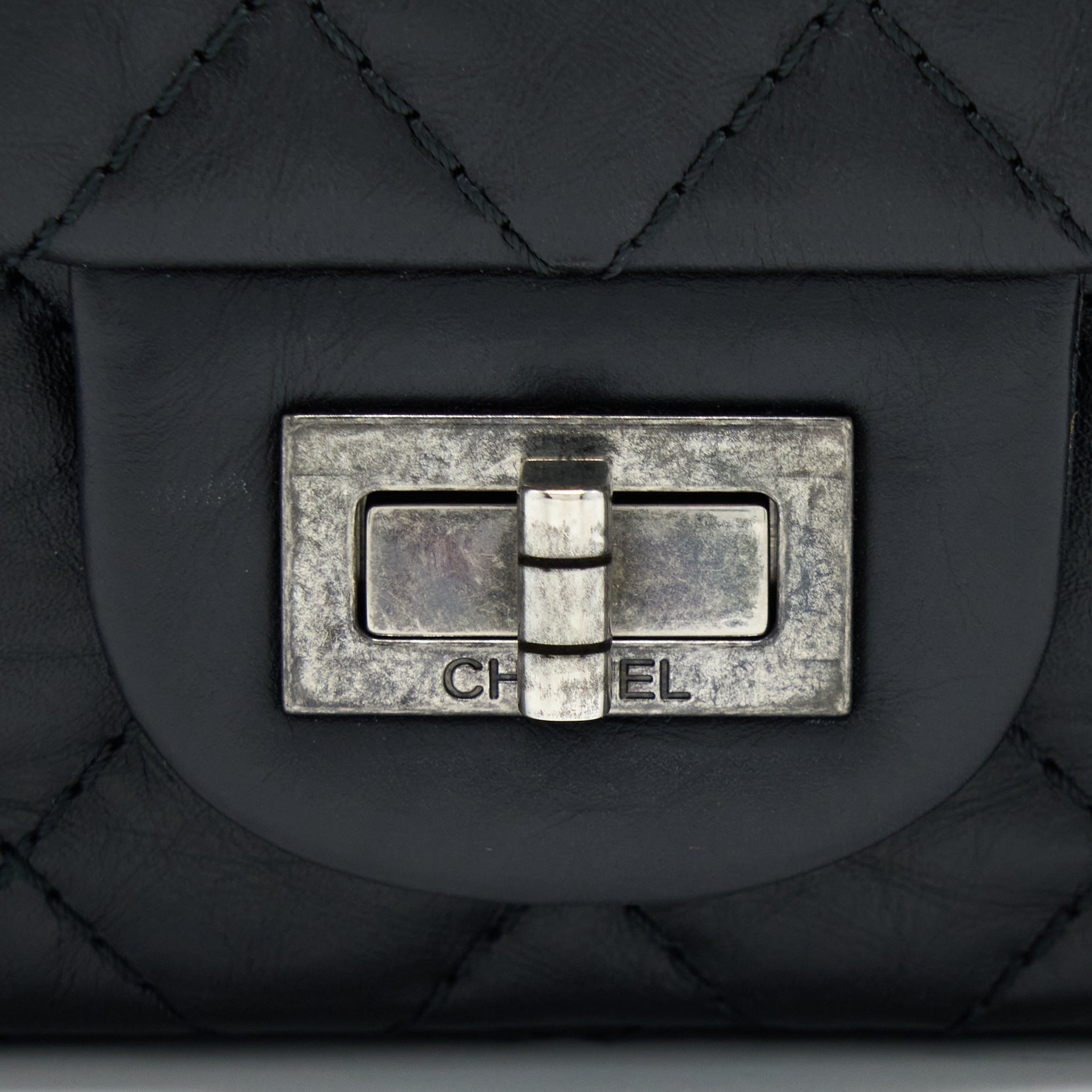 Chanel Small 2.55 255 Double Flap Bag Calfskin Black Ruthenium