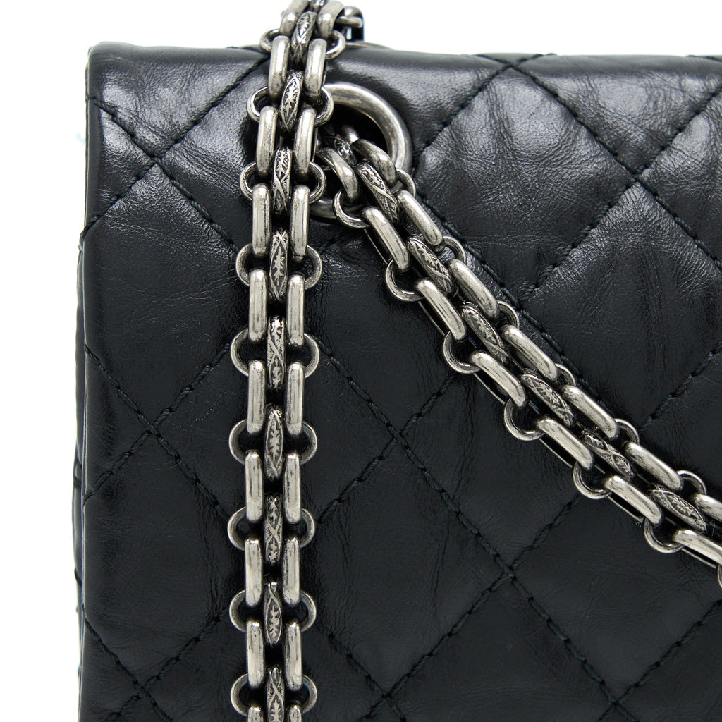 Chanel Small 2.55 255 Double Flap Bag Calfskin Black Ruthenium