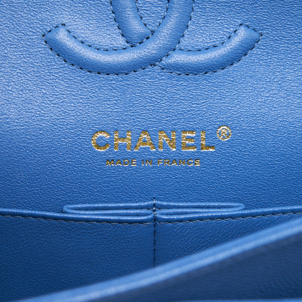 Chanel Small Classic double Flap Caviar Blue L