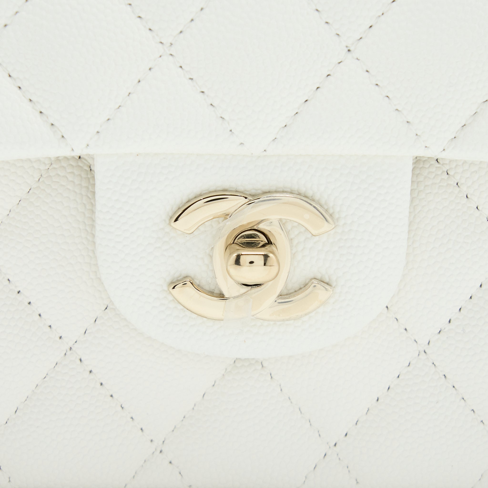 Chanel Small Classic Flap Bag Caviar White L (Microchip)