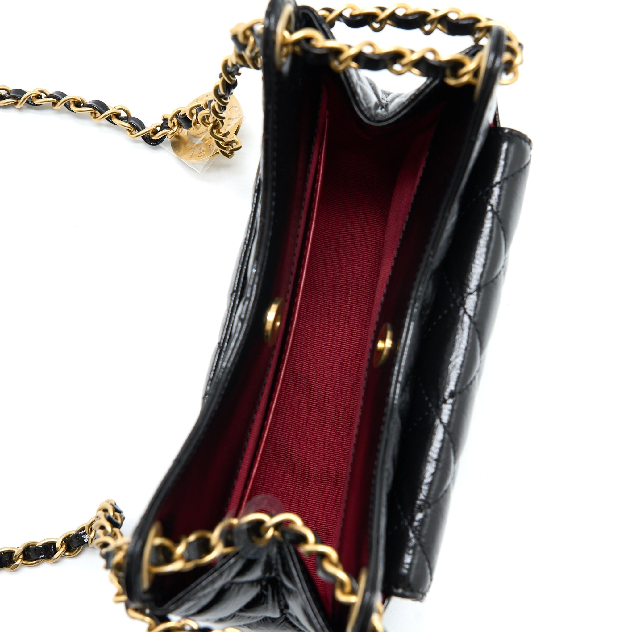 Chanel 23C Small Hobo Bag Shiny Calfskin Black Brushed  (Microchip)