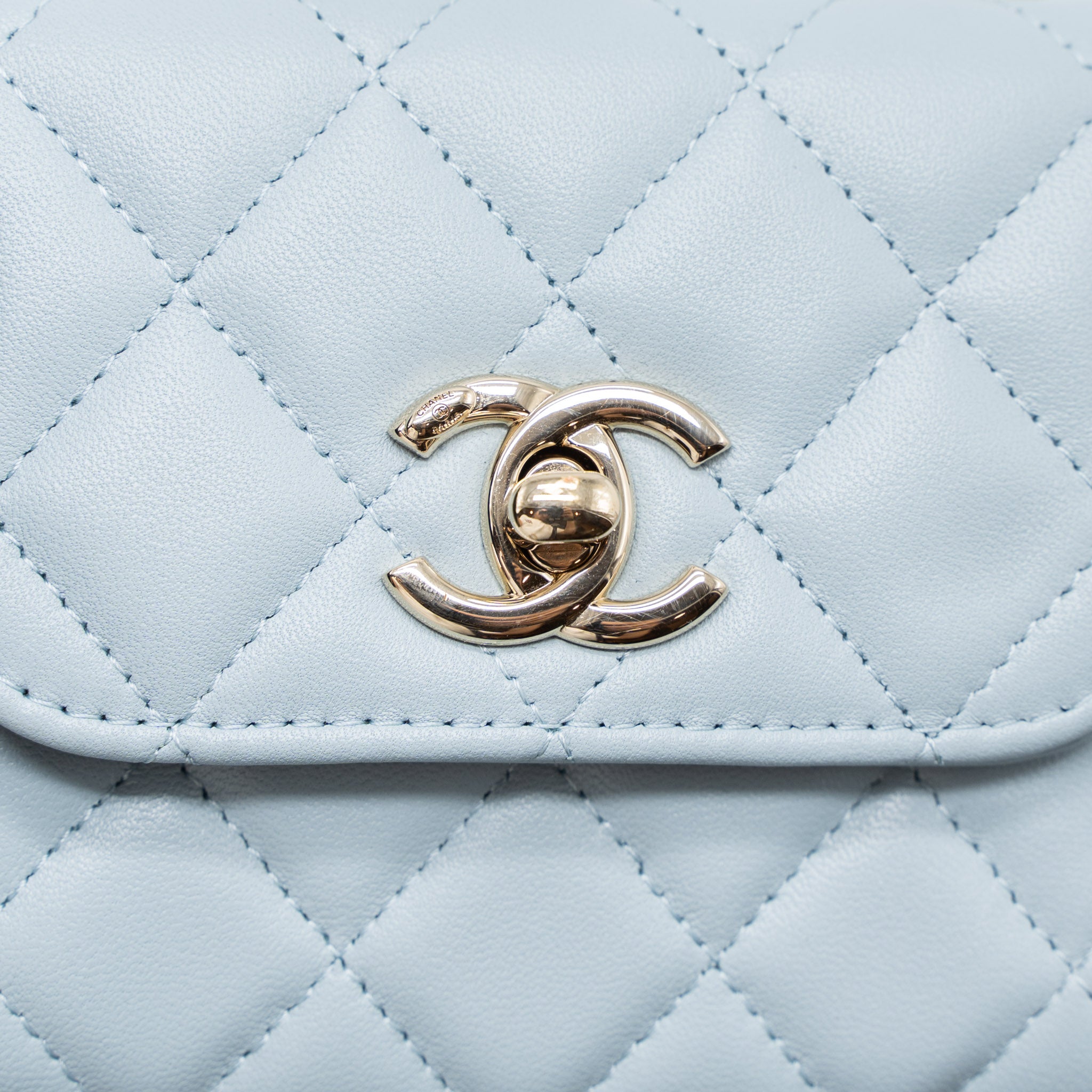 Chanel Mini Trendy CC Chain Wallet Lambskin Light Blue L (Microchip)