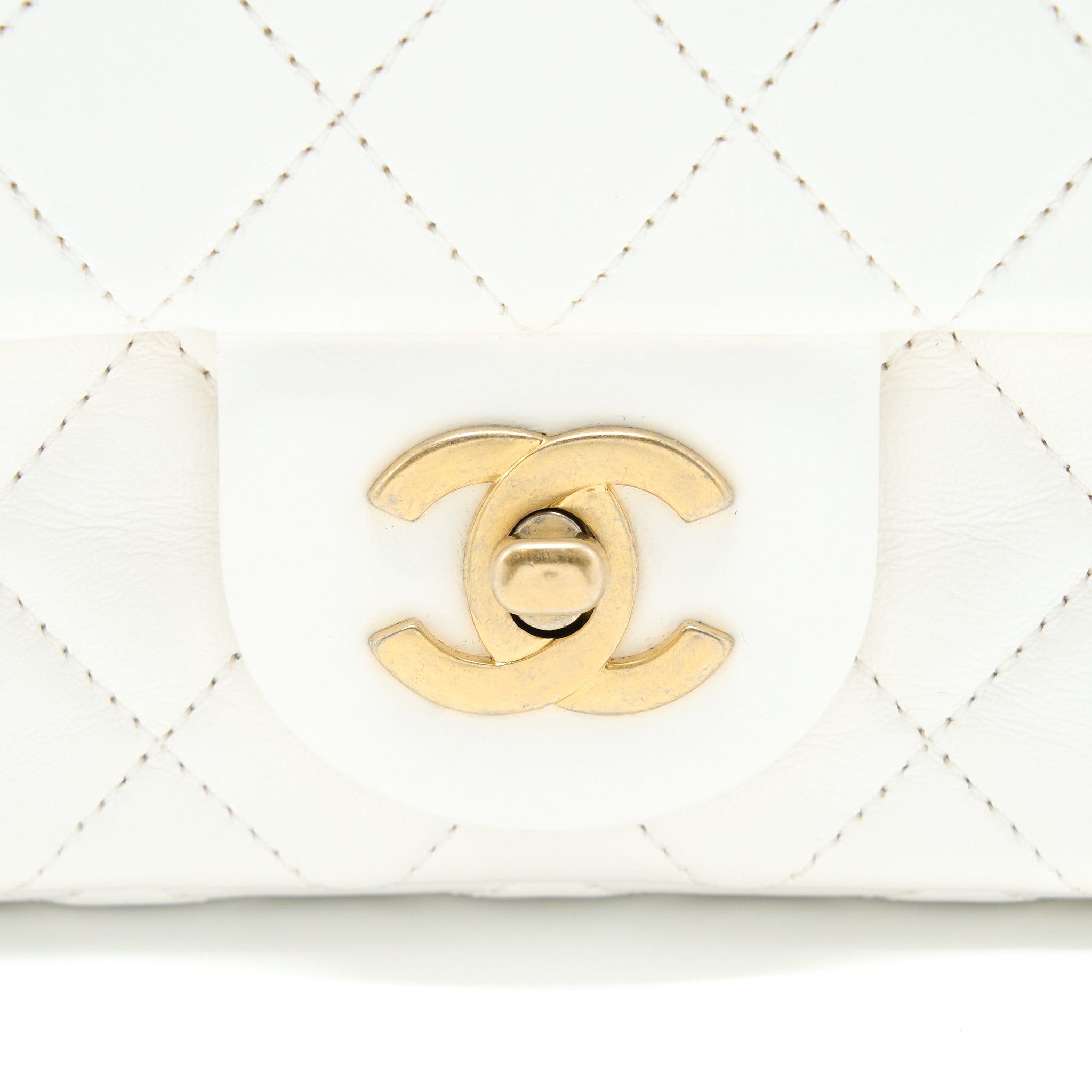 Chanel Pearl Crush Mini Rectangular Flap Bag Lambskin White