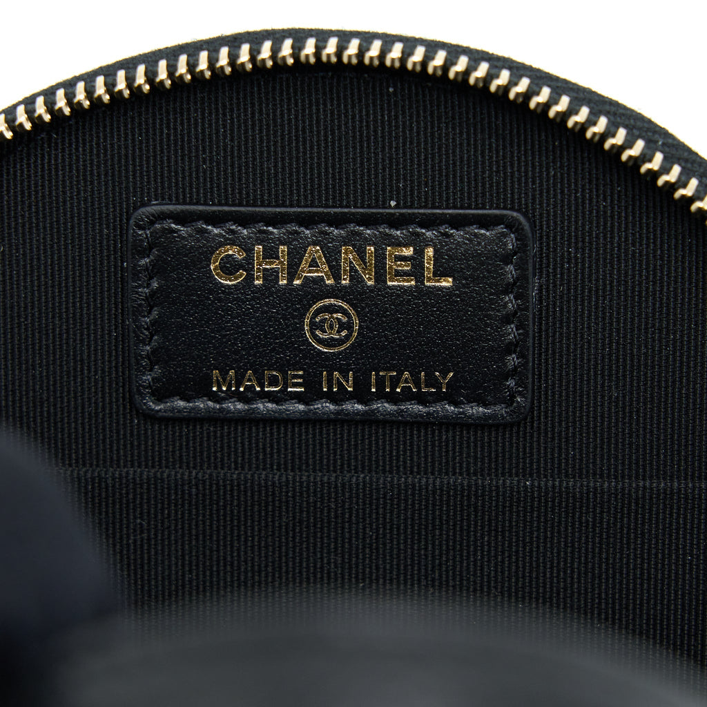 Chanel Mini Round Purse Vanity Caviar Black L