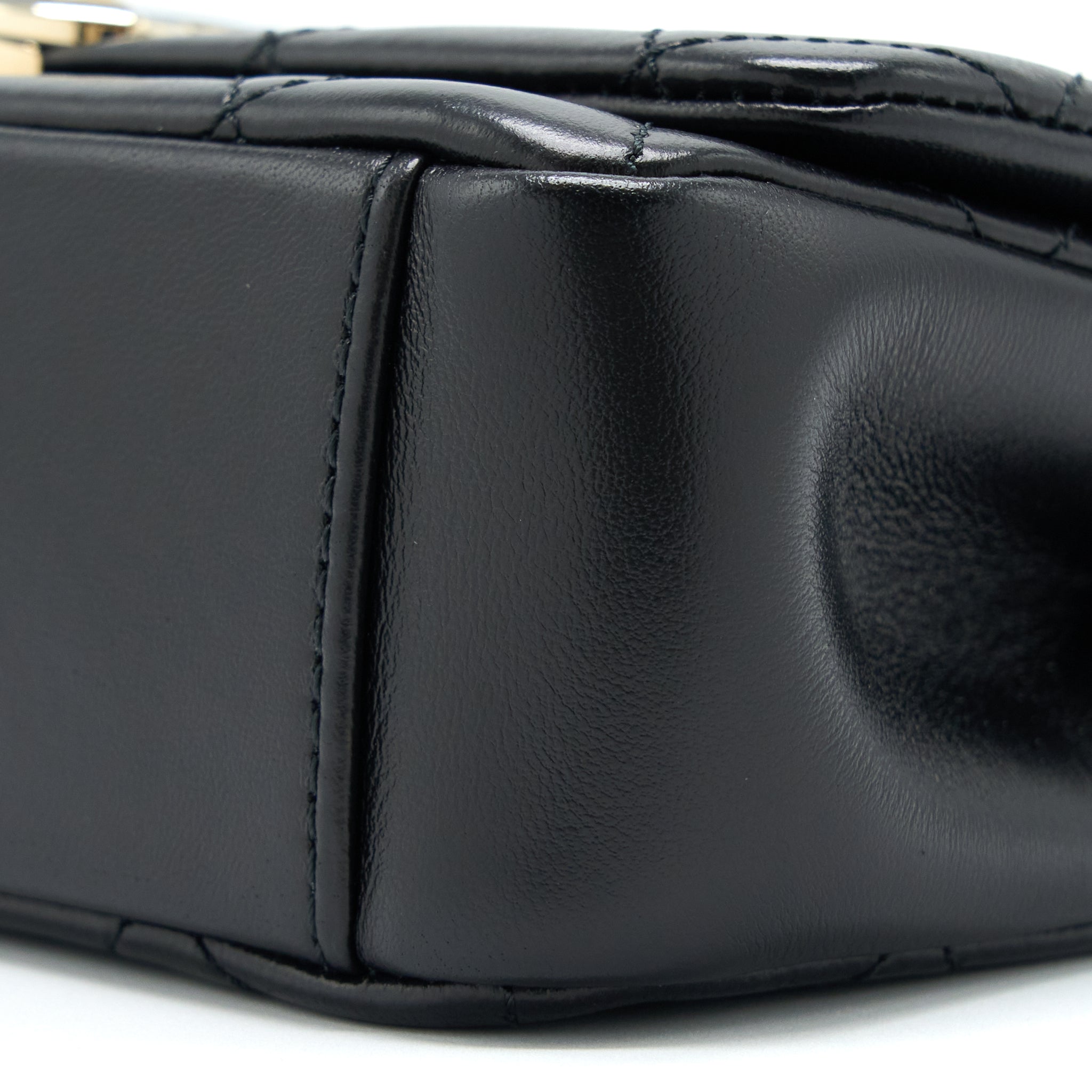 Chanel Enamel CC Logo Quilted Rectangular Flap Bag Lambskin Black L