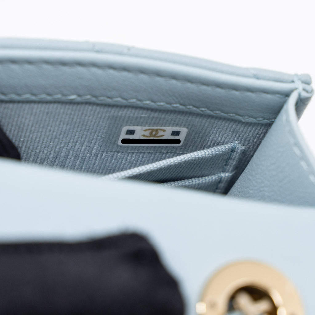 Chanel Mini Trendy CC Chain Wallet Lambskin Light Blue L (Microchip)