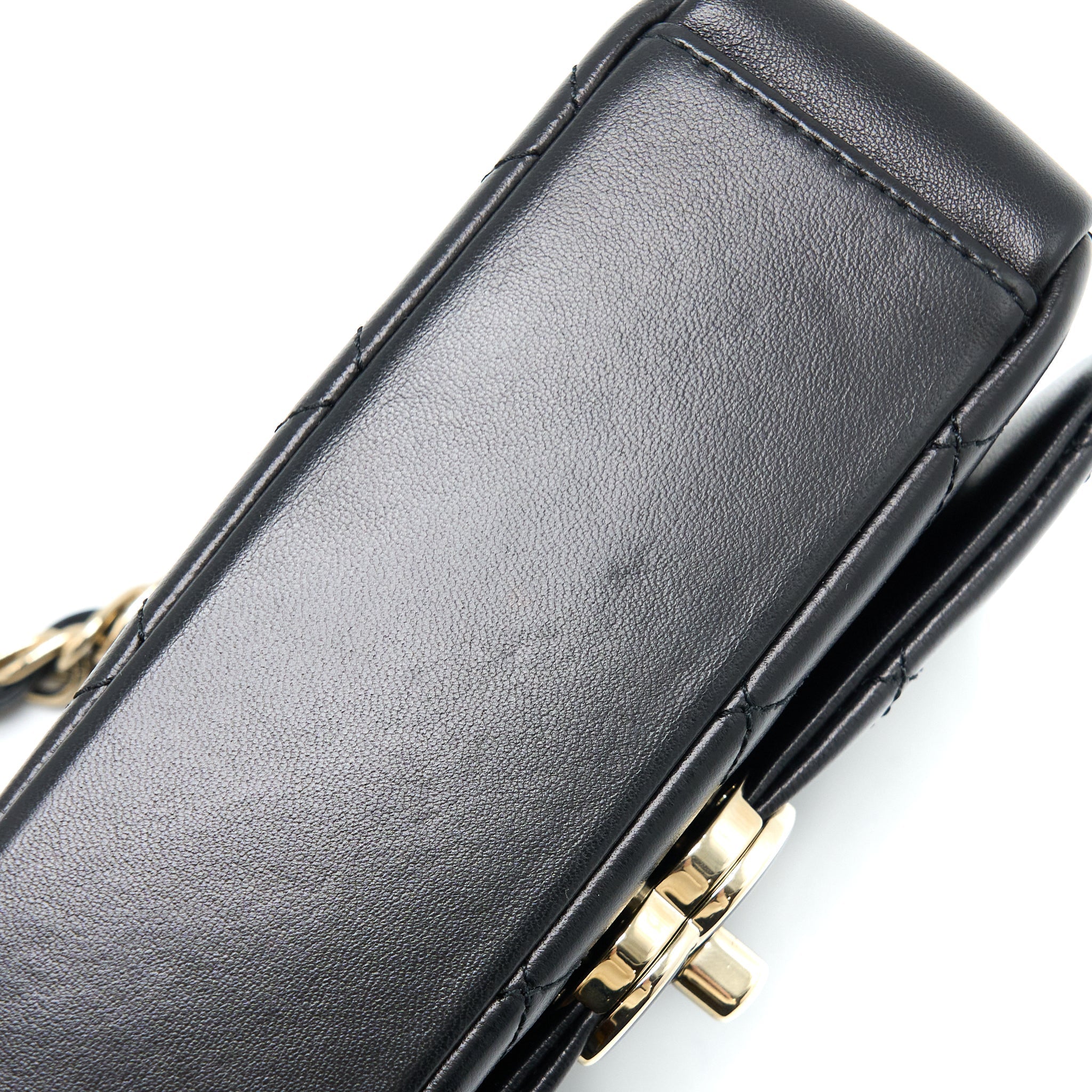 Chanel Enamel CC Logo Quilted Rectangular Flap Bag Lambskin Black L