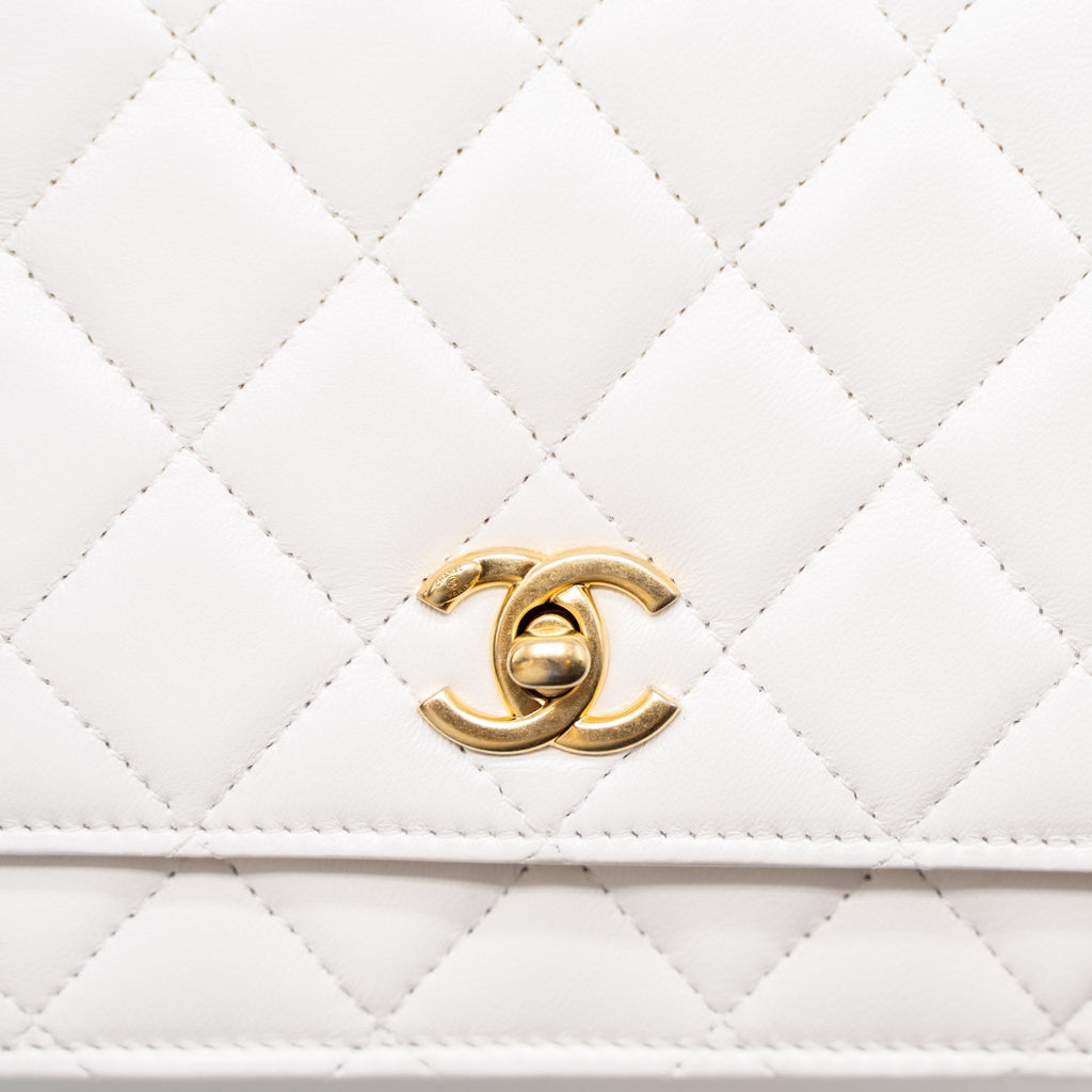 Chanel Pearl Crush Wallet on Chain Lambskin White Brushed  (Microchip)