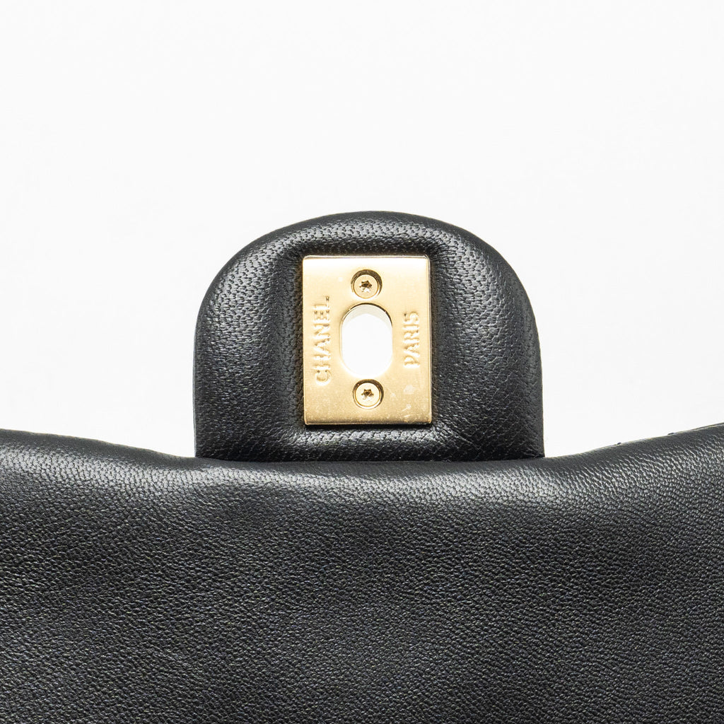 Chanel 24s Top Handle Mini Flap Bag Lambskin Black  (microchip)