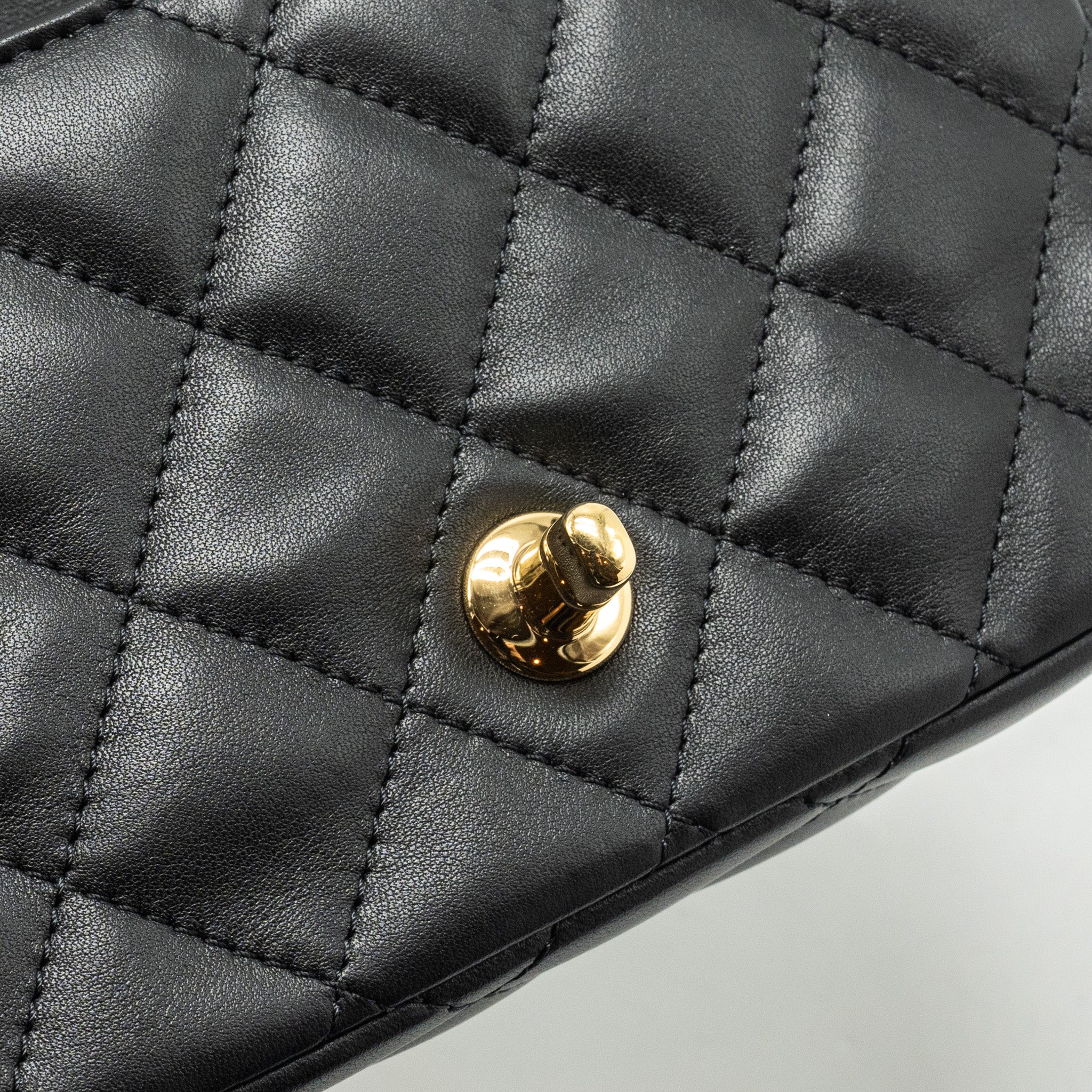 Chanel 24s Top Handle Mini Flap Bag Lambskin Black  (microchip)