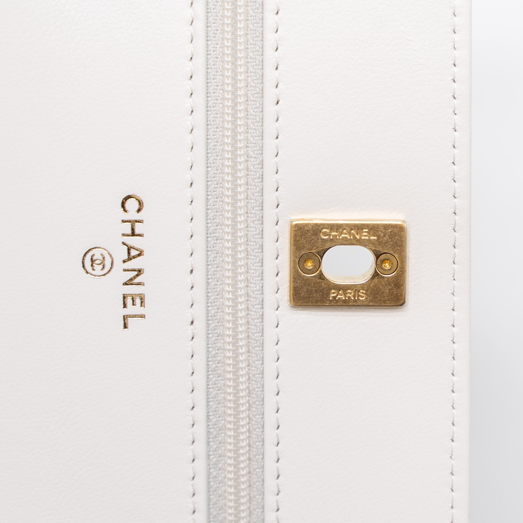 Chanel Pearl Crush Wallet on Chain Lambskin White Brushed  (Microchip)