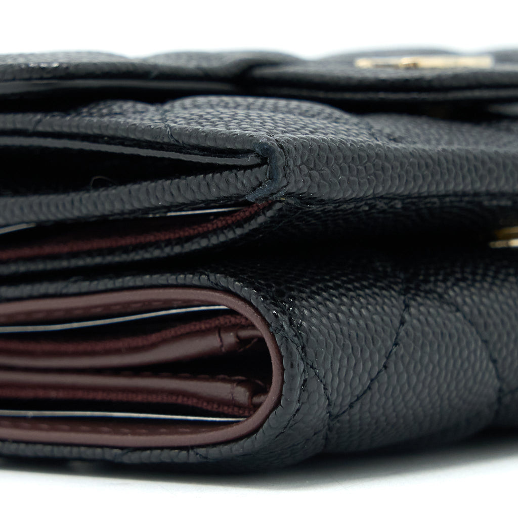 Chanel Small Compact Wallet Caviar Black L (Microchip)