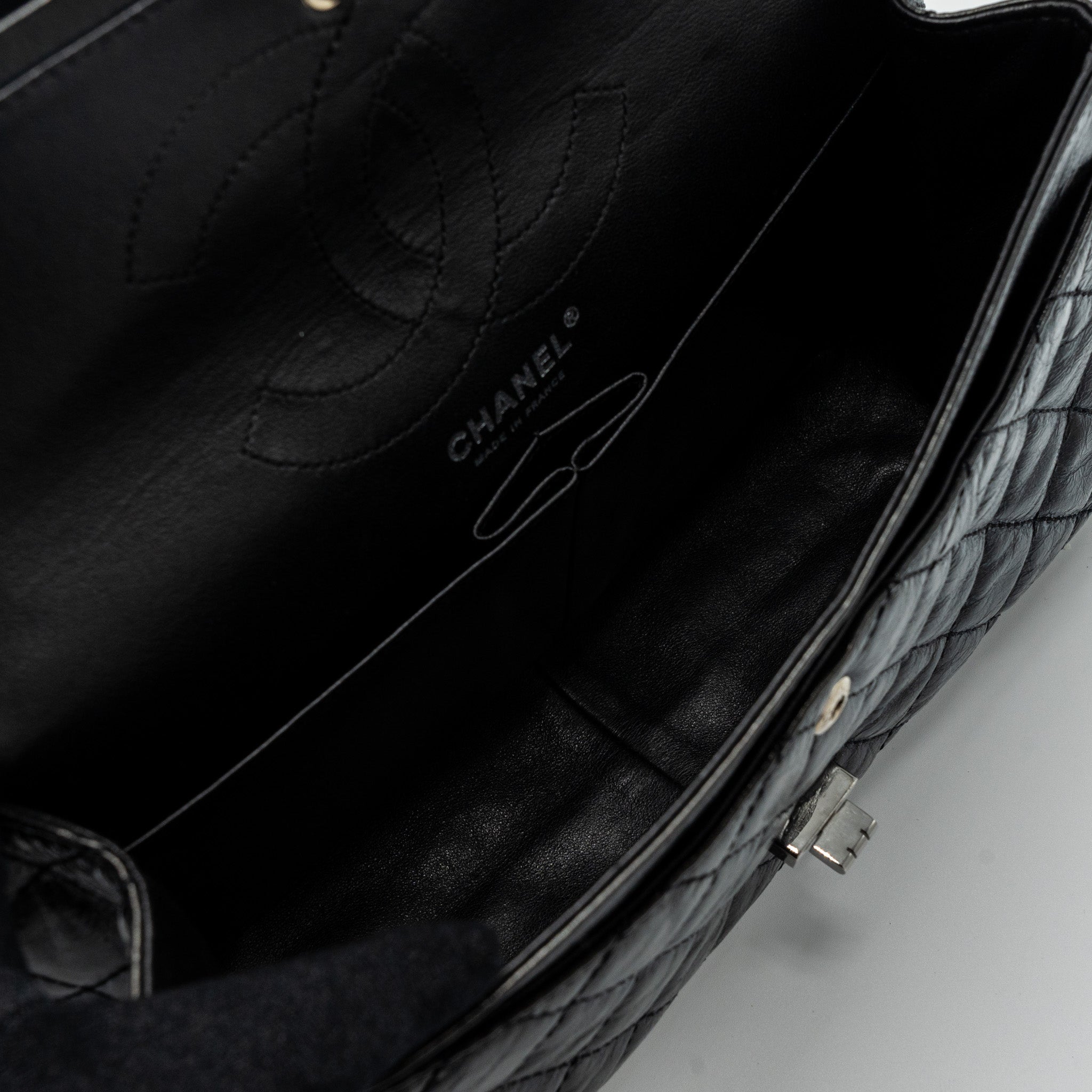 Chanel 2.55 226 Reissue Double Flap Bag Grained Calfskin Black