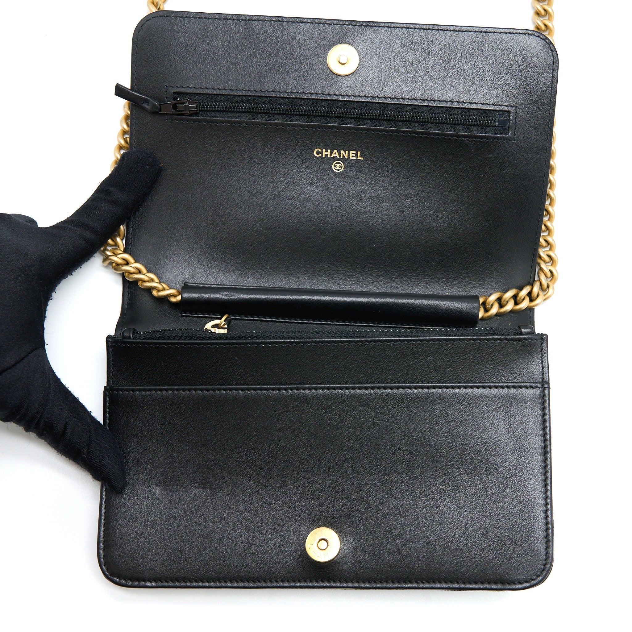 Chanel Boy Wallet on Chain Caviar Black