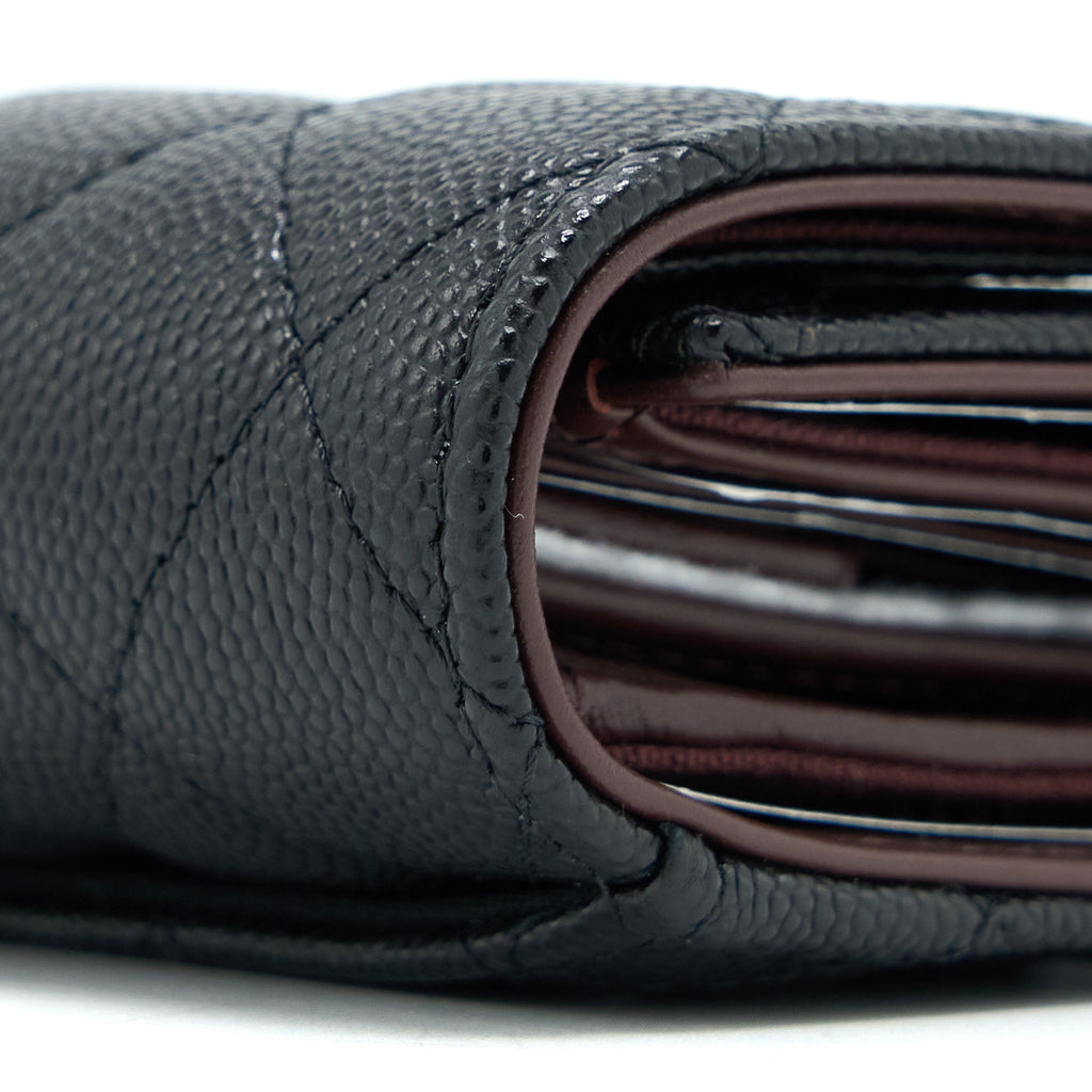 Chanel Classic Flap Compact Wallet Caviar Black L
