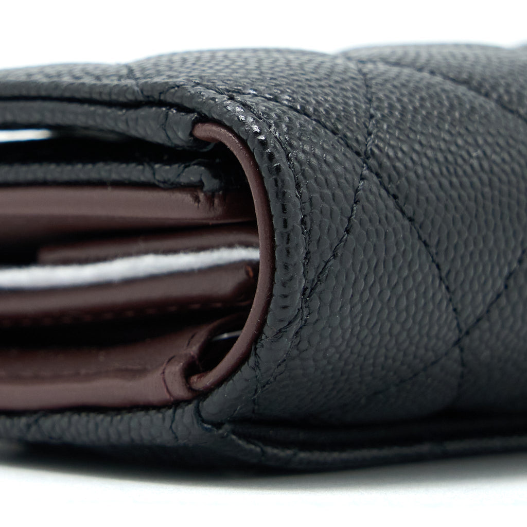 Chanel Classic Flap Compact Wallet Caviar Black L
