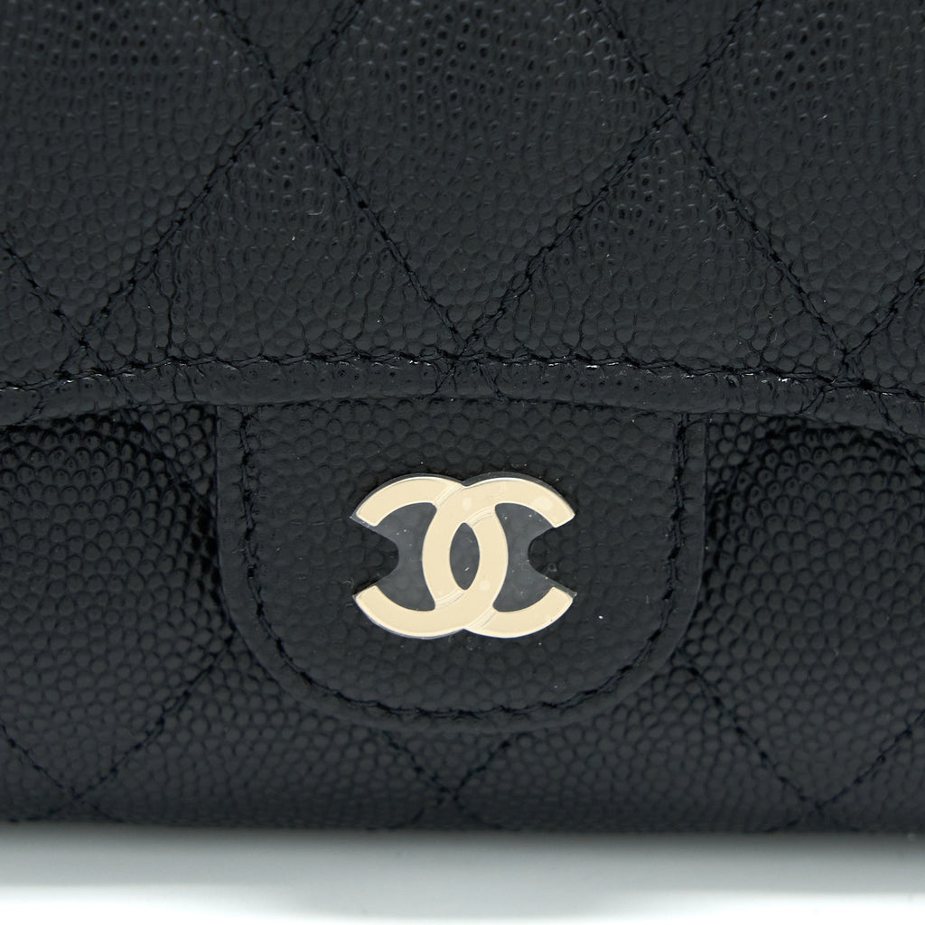 Chanel Classic Flap Compact Wallet Caviar Black L